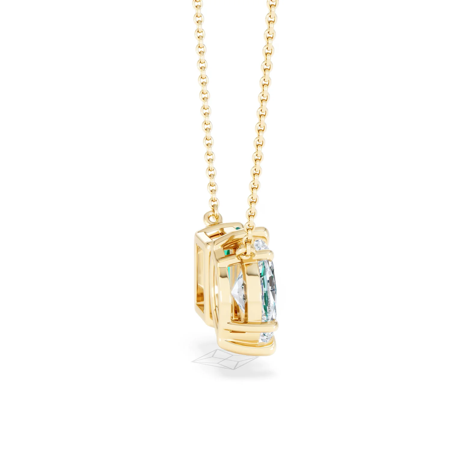 Toi Et Moi 1.50ct Marquise Lab Diamond and 2.50ct Emerald Cut Lab Emerald Necklace in 18K Yellow Gold - Image 32
