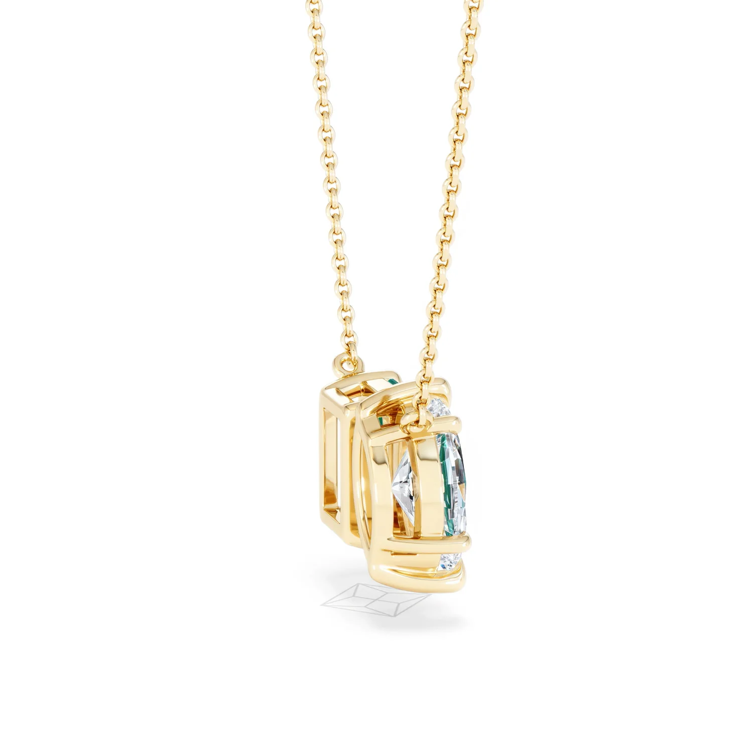 Toi Et Moi 1.50ct Marquise Lab Diamond and 2.50ct Emerald Cut Lab Emerald Necklace in 18K Yellow Gold - Image 33