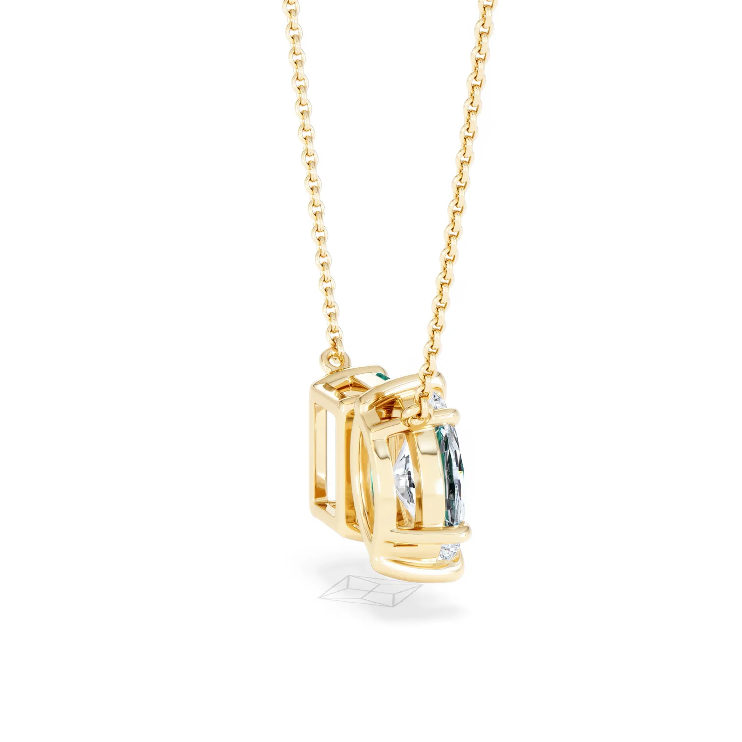 Toi Et Moi 1.50ct Marquise Lab Diamond and 2.50ct Emerald Cut Lab Emerald Necklace in 18K Yellow Gold - Image 34