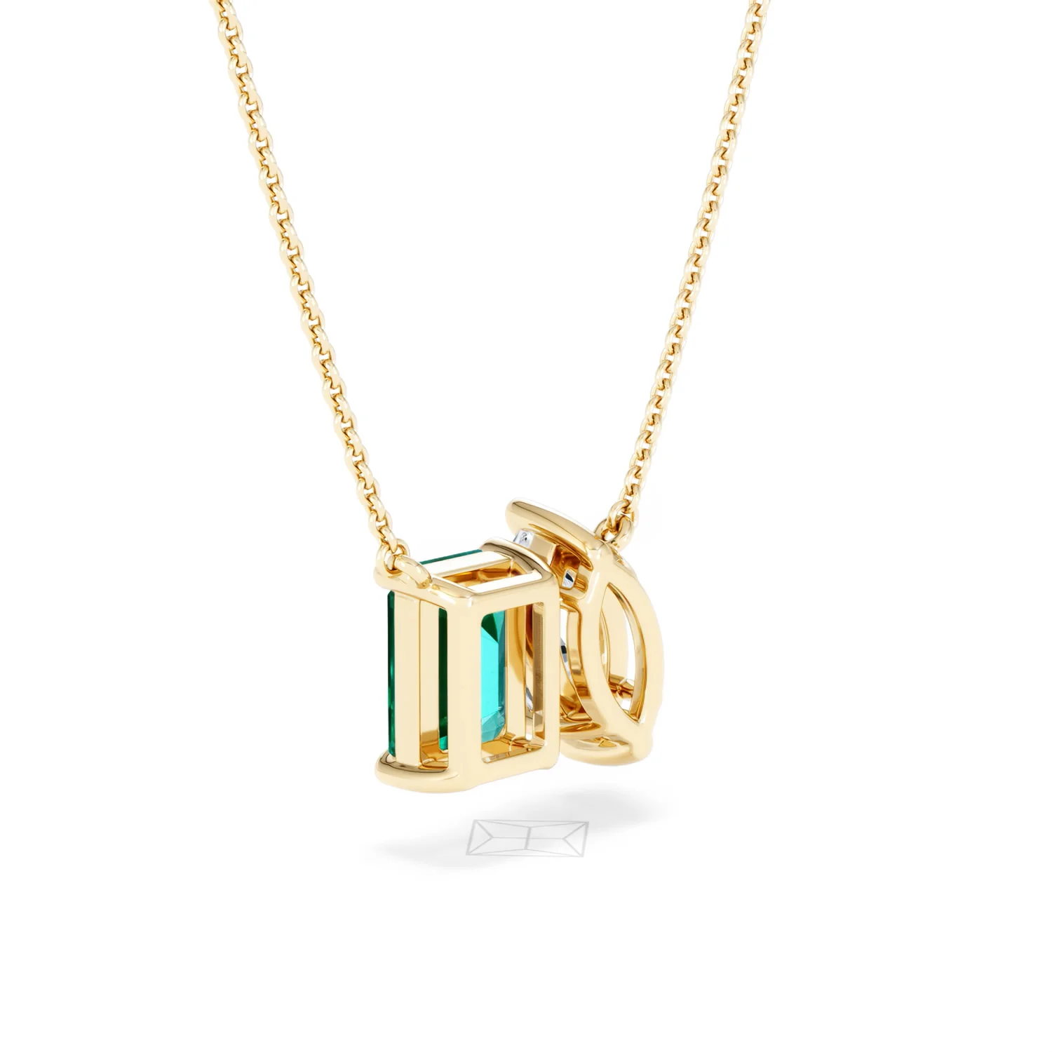 Toi Et Moi 1.50ct Marquise Lab Diamond and 2.50ct Emerald Cut Lab Emerald Necklace in 18K Yellow Gold - Image 58
