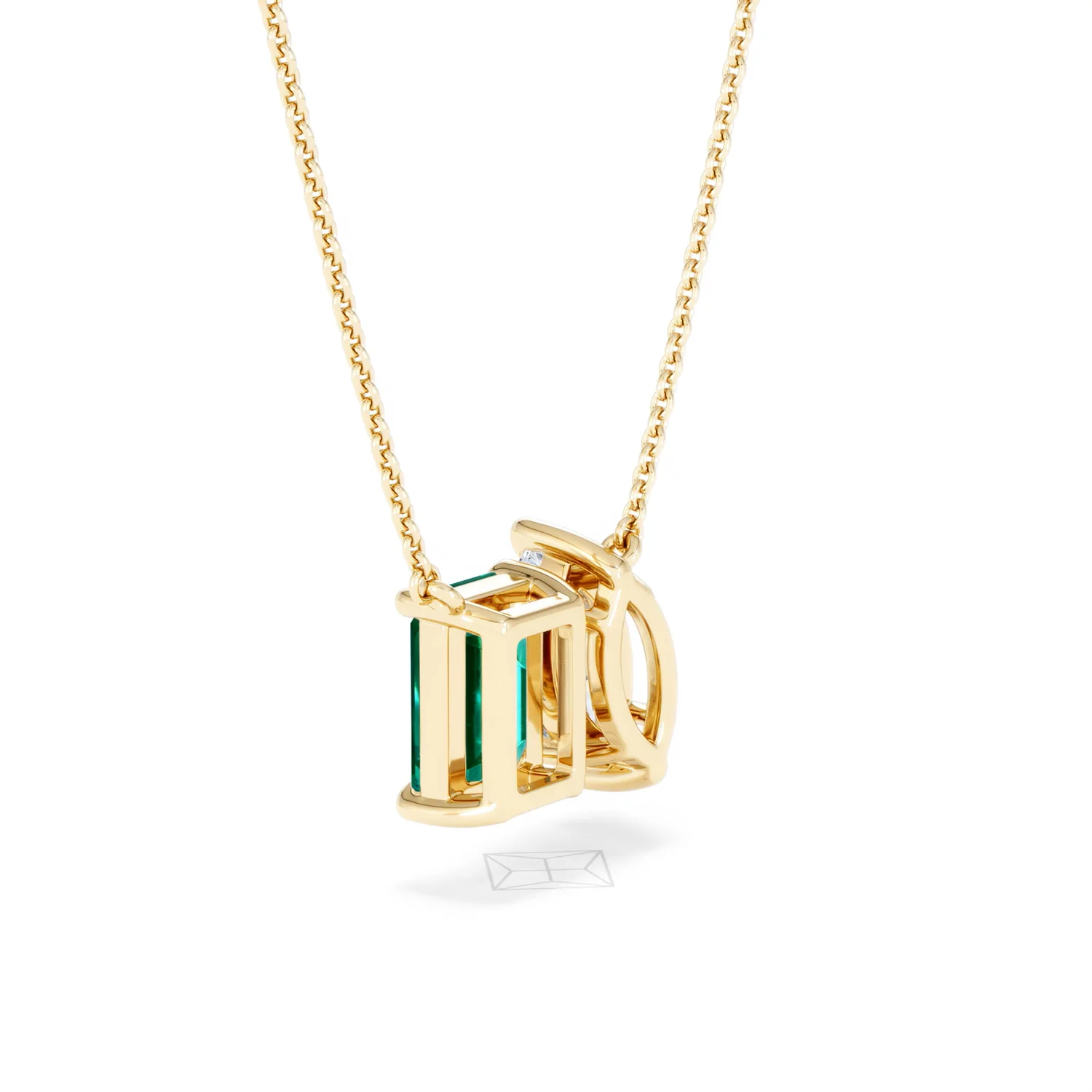 Toi Et Moi 1.50ct Marquise Lab Diamond and 2.50ct Emerald Cut Lab Emerald Necklace in 18K Yellow Gold - Image 60