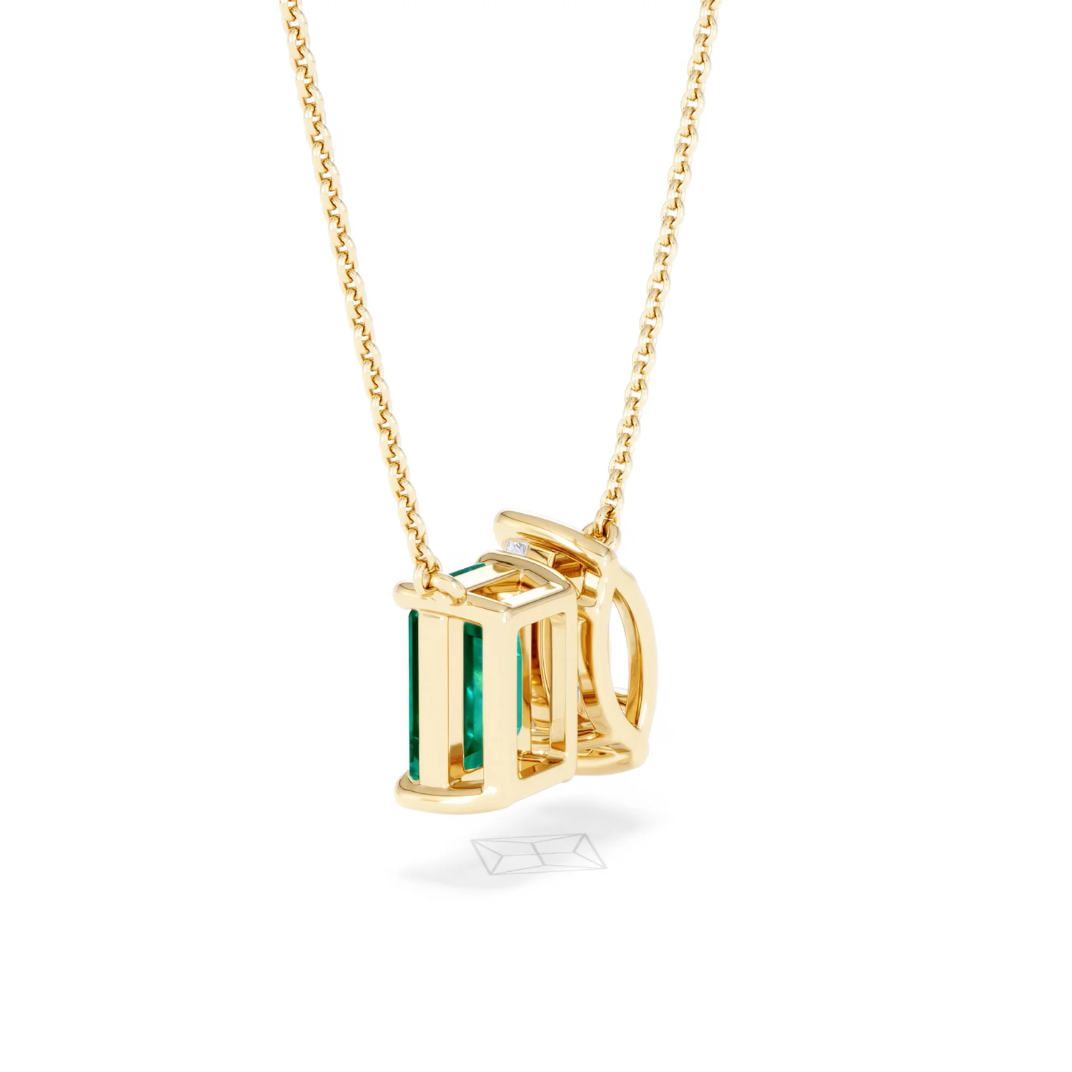 Toi Et Moi 1.50ct Marquise Lab Diamond and 2.50ct Emerald Cut Lab Emerald Necklace in 18K Yellow Gold - Image 61