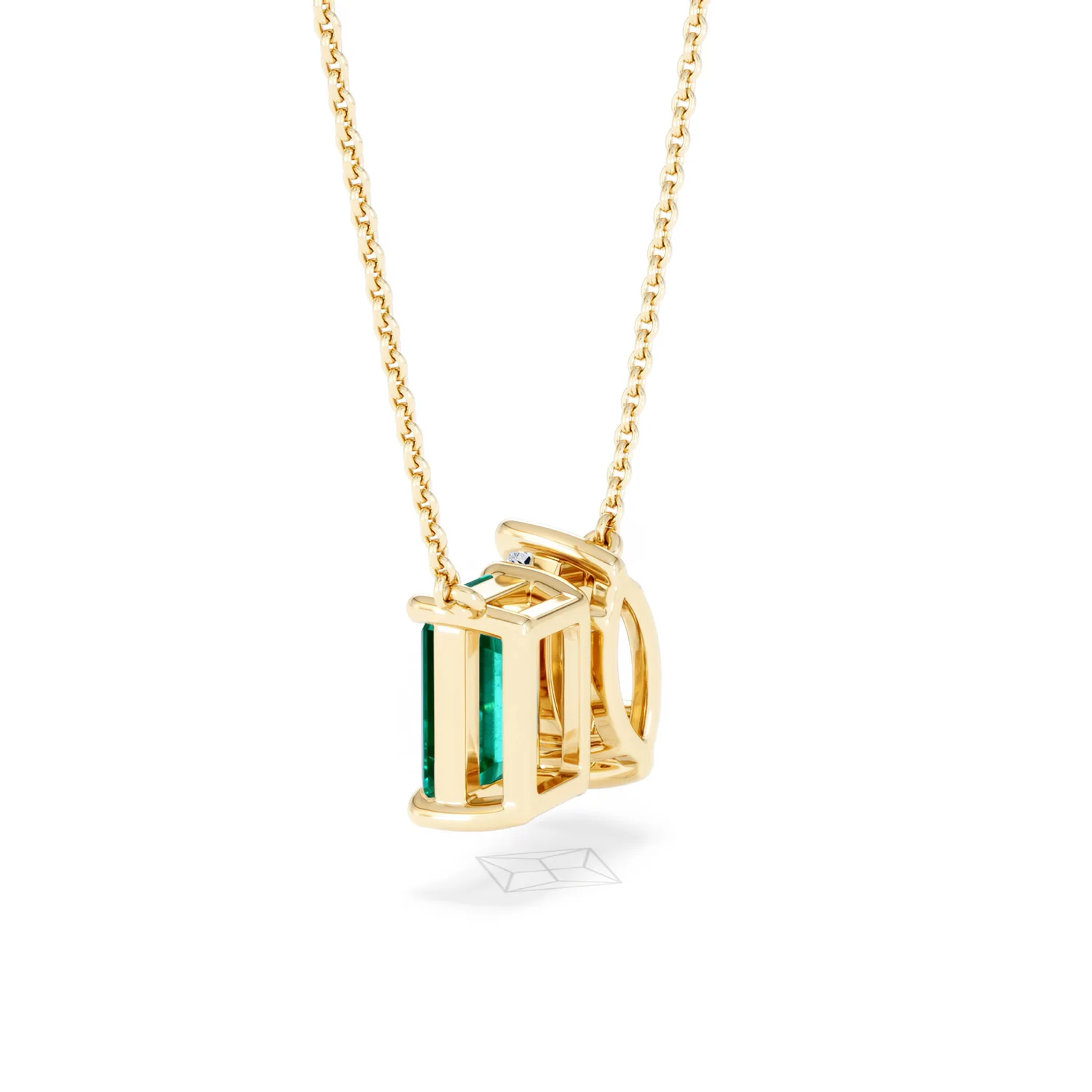 Toi Et Moi 1.50ct Marquise Lab Diamond and 2.50ct Emerald Cut Lab Emerald Necklace in 18K Yellow Gold - Image 62