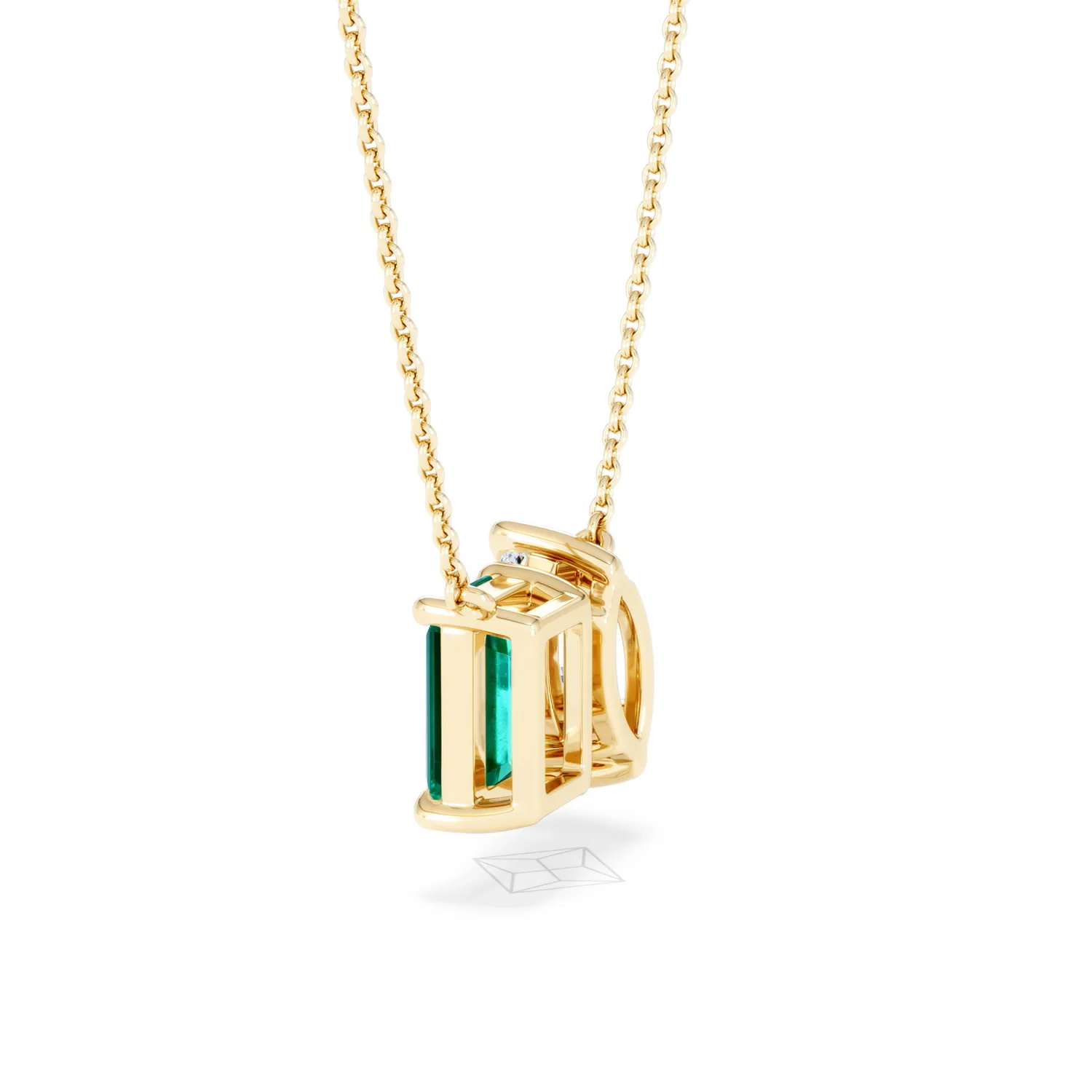 Toi Et Moi 1.50ct Marquise Lab Diamond and 2.50ct Emerald Cut Lab Emerald Necklace in 18K Yellow Gold - Image 63