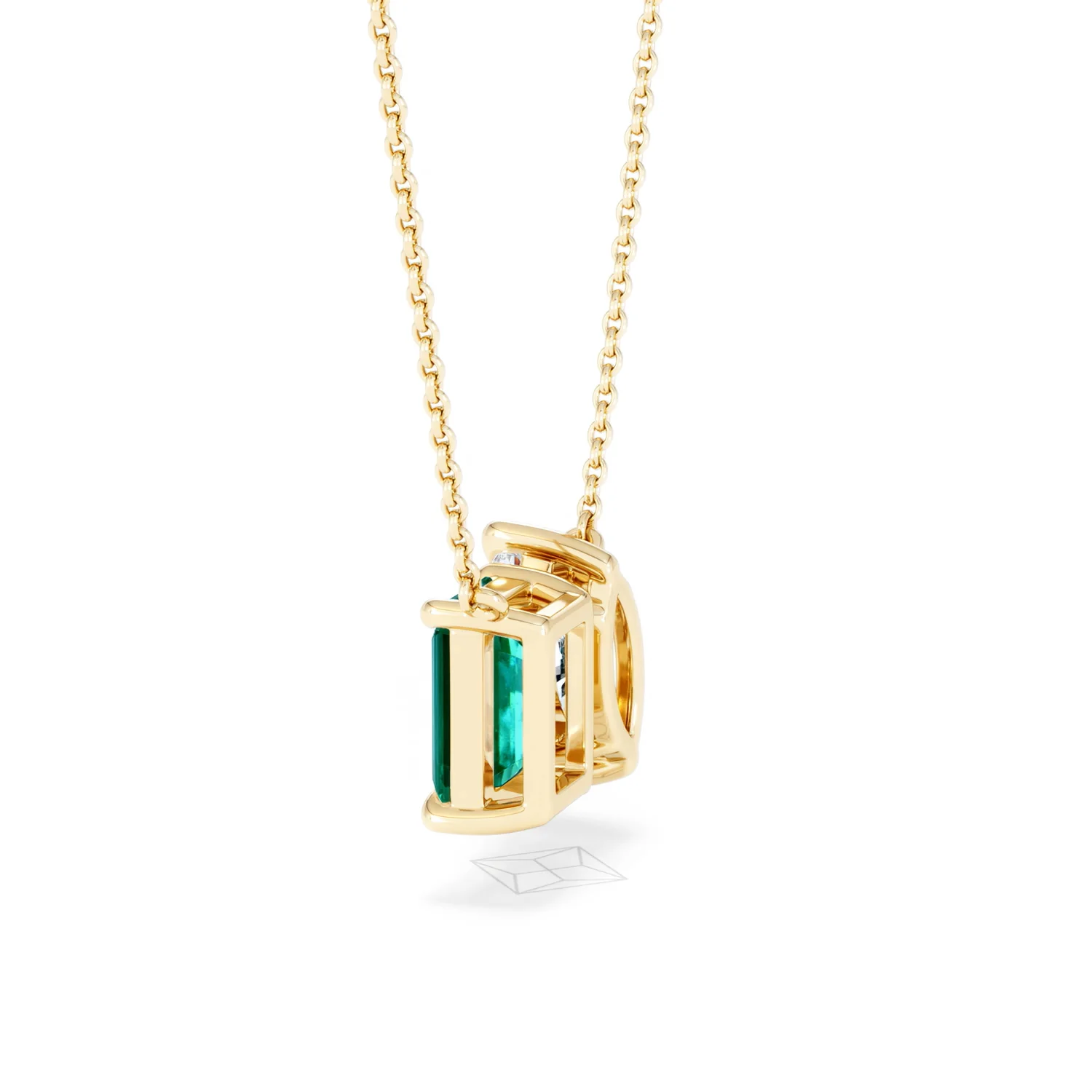 Toi Et Moi 1.50ct Marquise Lab Diamond and 2.50ct Emerald Cut Lab Emerald Necklace in 18K Yellow Gold - Image 64