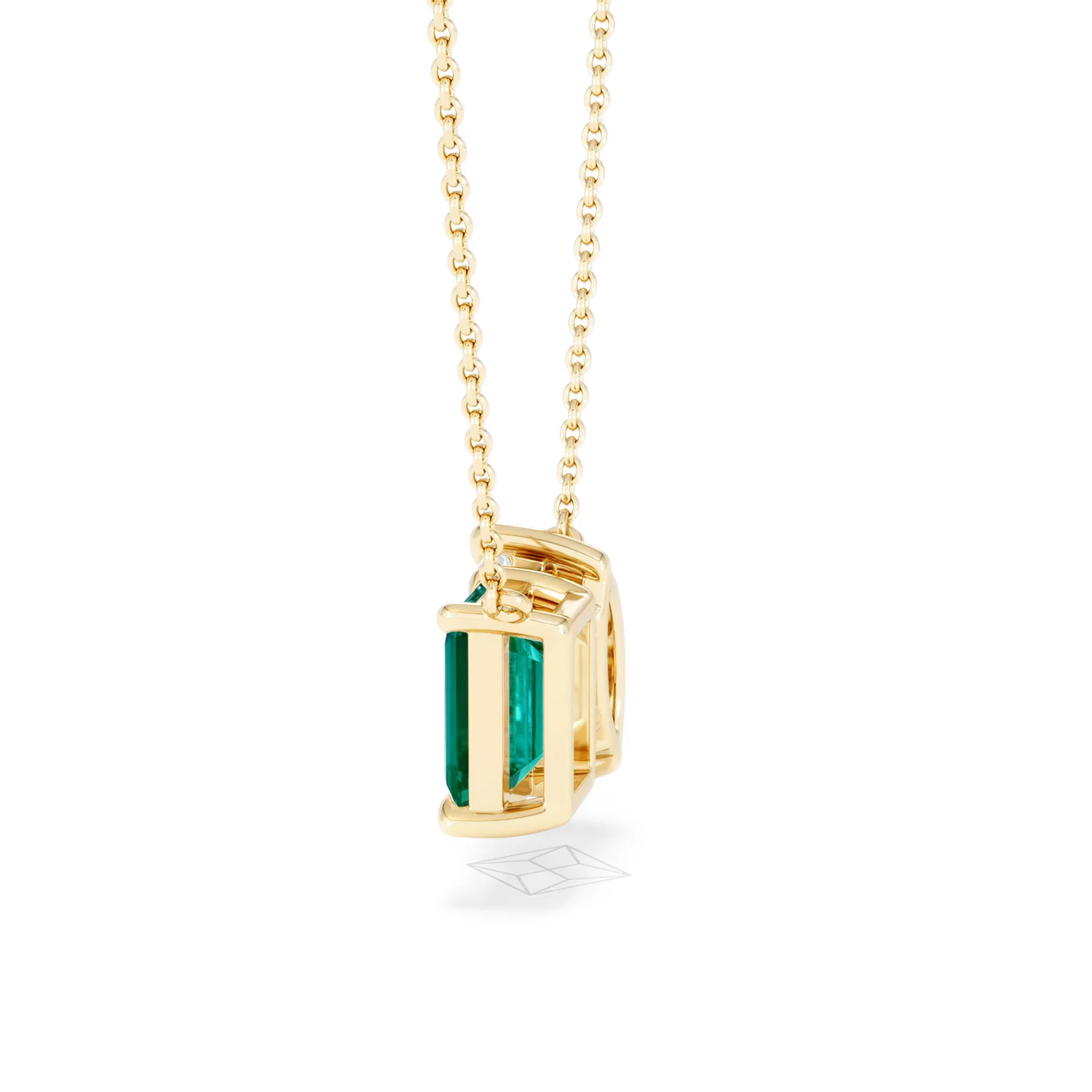 Toi Et Moi 1.50ct Marquise Lab Diamond and 2.50ct Emerald Cut Lab Emerald Necklace in 18K Yellow Gold - Image 66
