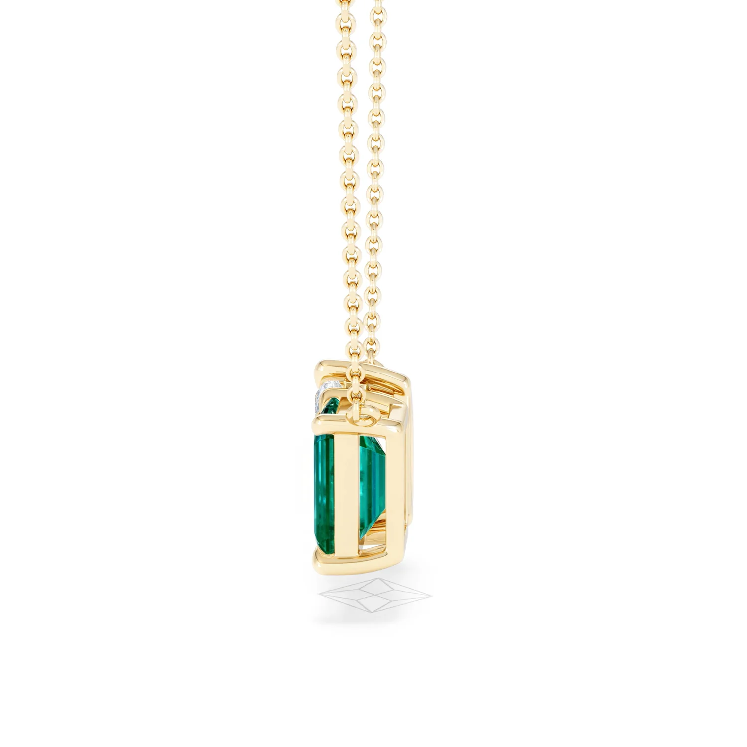 Toi Et Moi 1.50ct Marquise Lab Diamond and 2.50ct Emerald Cut Lab Emerald Necklace in 18K Yellow Gold - Image 68