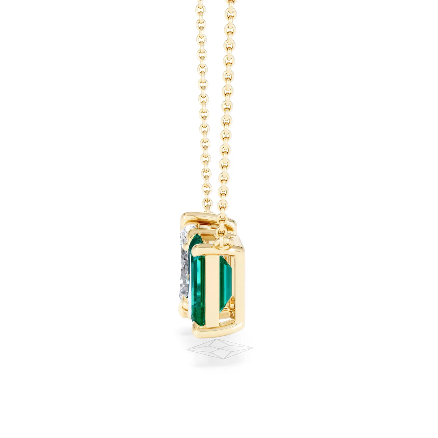 Toi Et Moi 1.50ct Marquise Lab Diamond and 2.50ct Emerald Cut Lab Emerald Necklace in 18K Yellow Gold - Image 70
