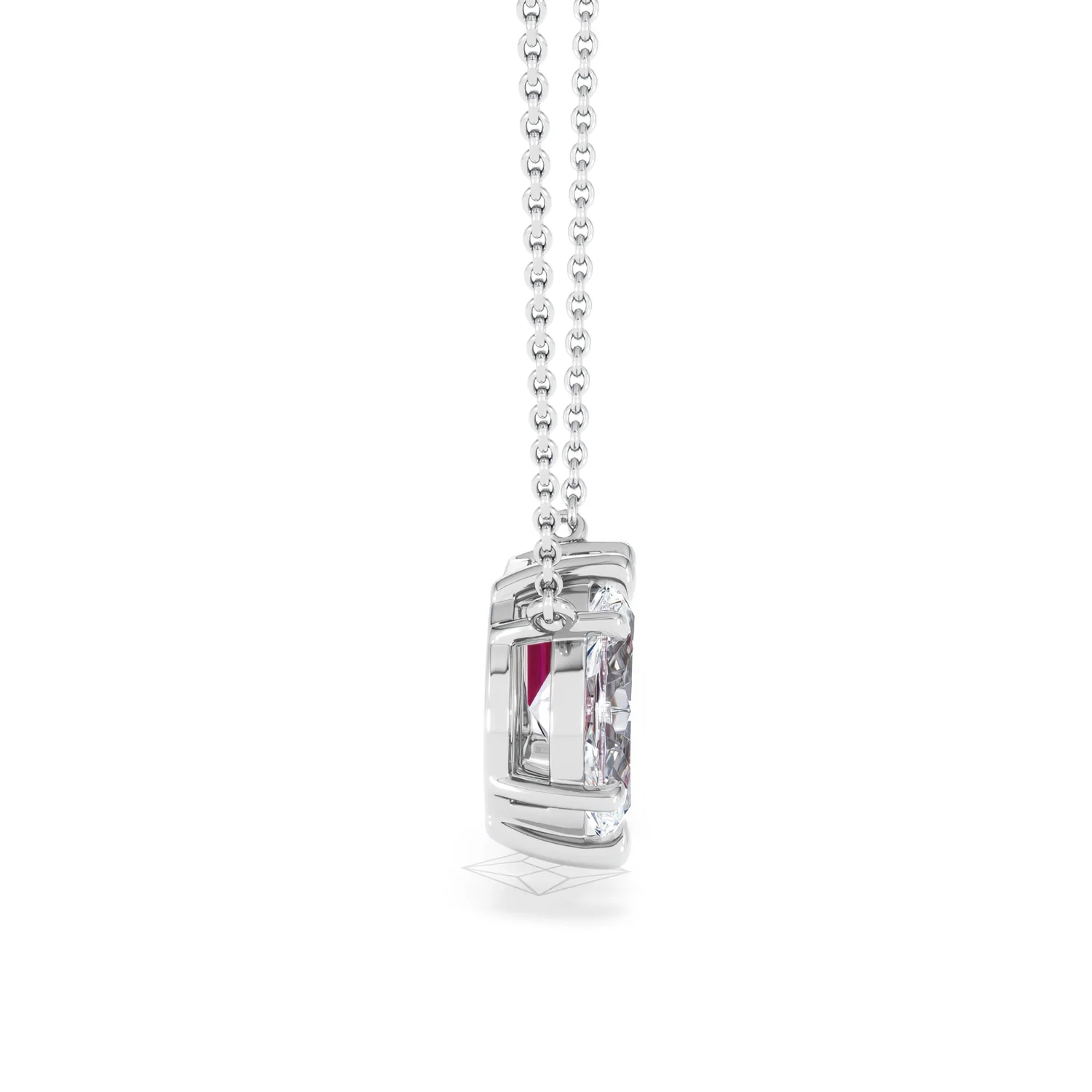 Toi Et Moi 1.50ct Marquise Lab Diamond and 2.50ct Emerald Cut Lab Ruby Necklace in 18K White Gold - Image 28