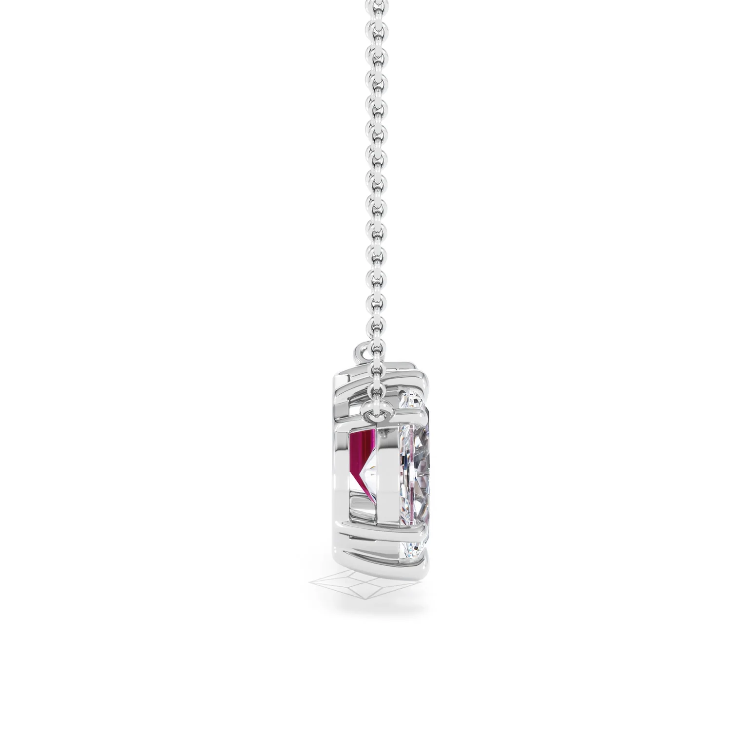 Toi Et Moi 1.50ct Marquise Lab Diamond and 2.50ct Emerald Cut Lab Ruby Necklace in 18K White Gold - Image 29