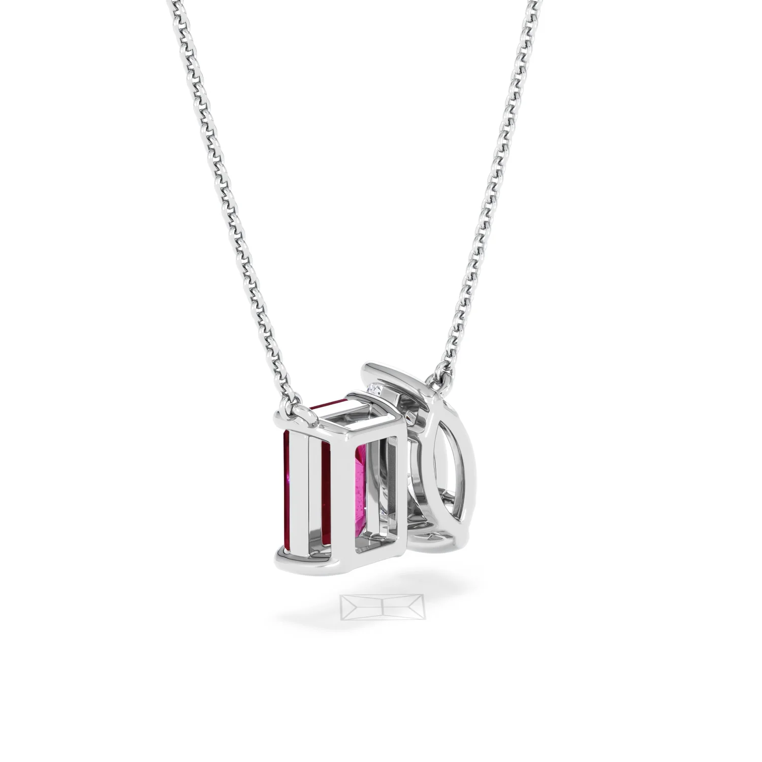 Toi Et Moi 1.50ct Marquise Lab Diamond and 2.50ct Emerald Cut Lab Ruby Necklace in 18K White Gold - Image 59
