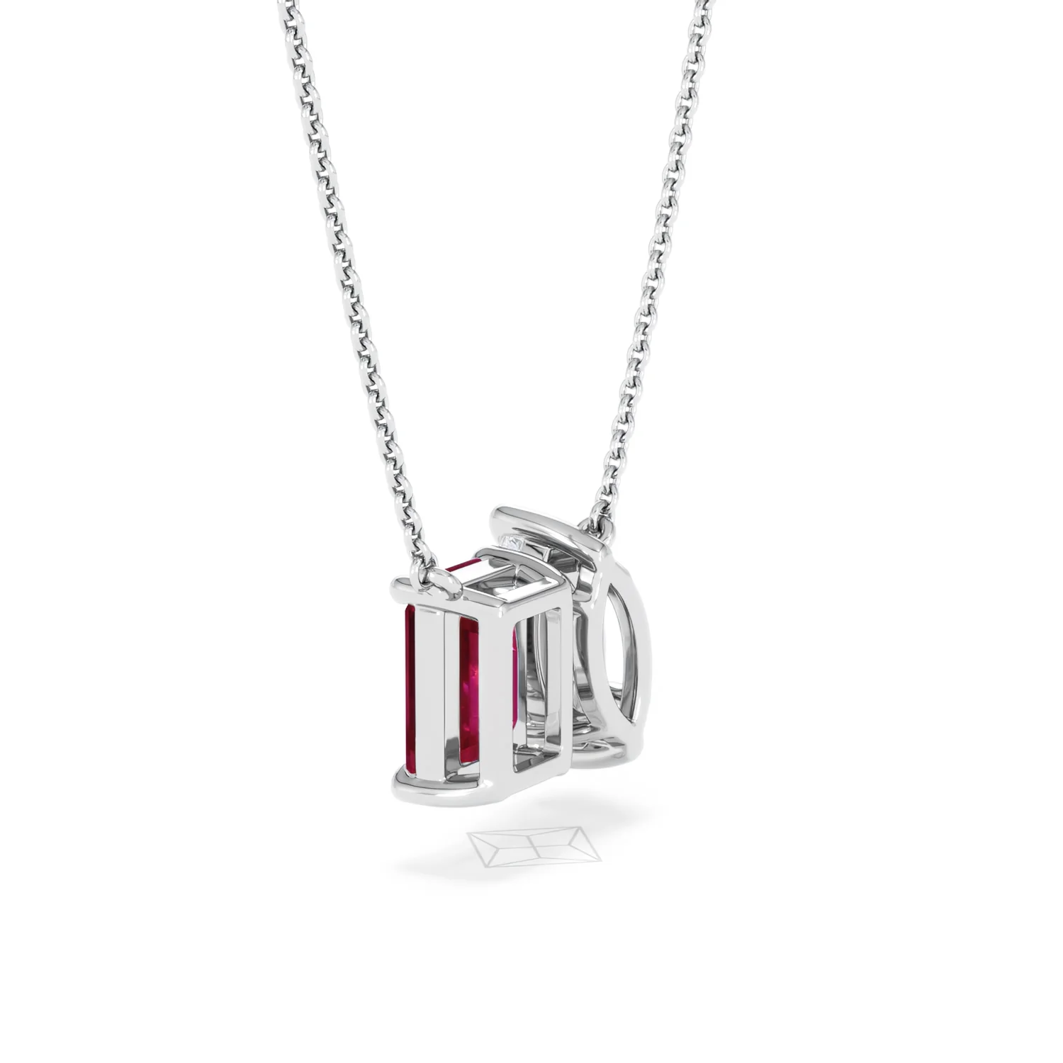 Toi Et Moi 1.50ct Marquise Lab Diamond and 2.50ct Emerald Cut Lab Ruby Necklace in 18K White Gold - Image 61