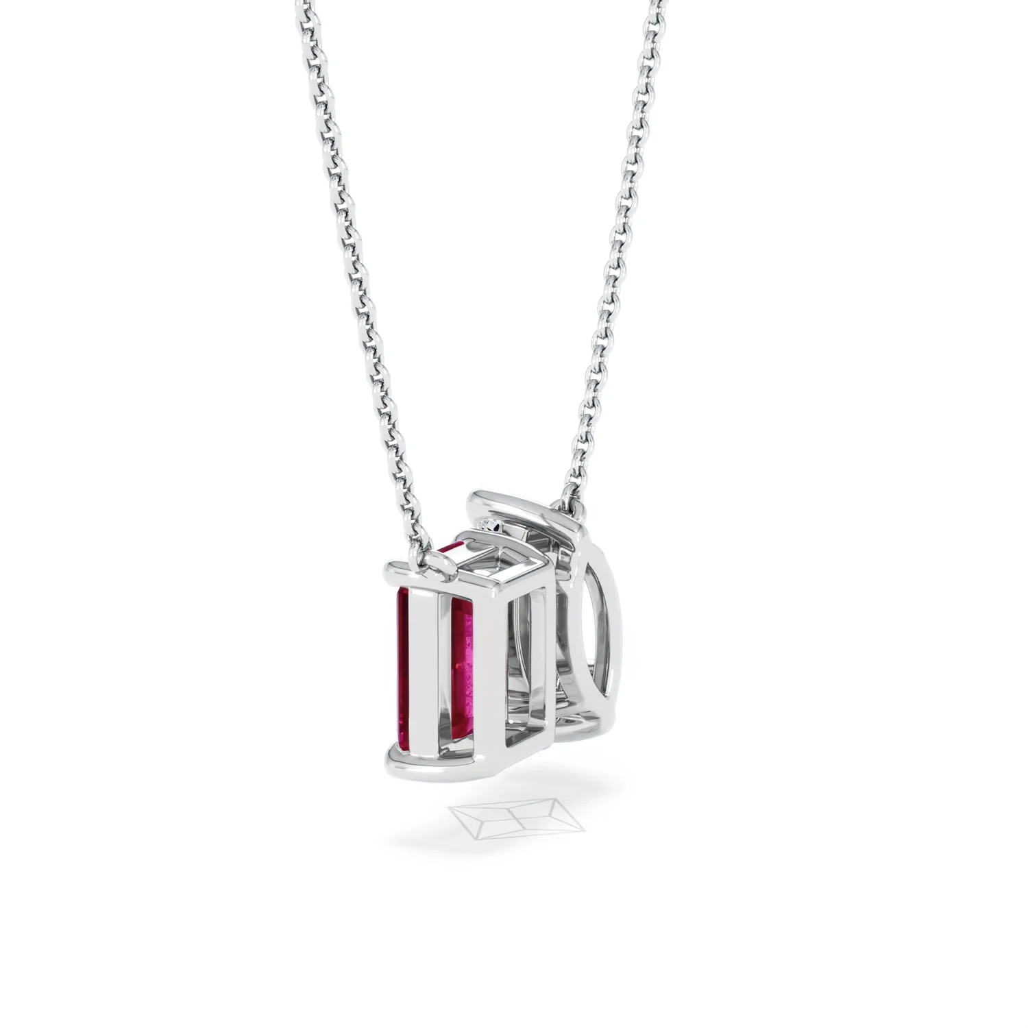 Toi Et Moi 1.50ct Marquise Lab Diamond and 2.50ct Emerald Cut Lab Ruby Necklace in 18K White Gold - Image 62