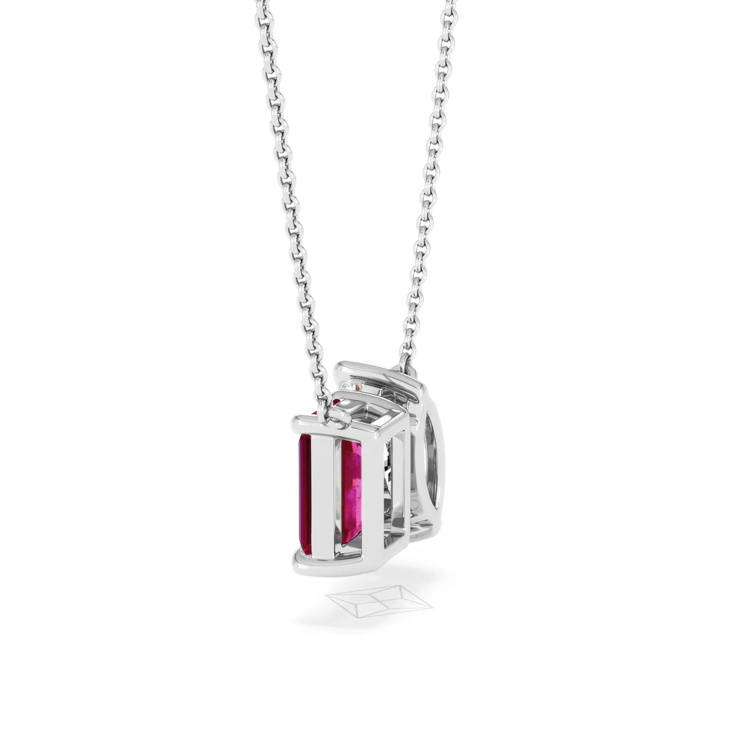 Toi Et Moi 1.50ct Marquise Lab Diamond and 2.50ct Emerald Cut Lab Ruby Necklace in 18K White Gold - Image 64