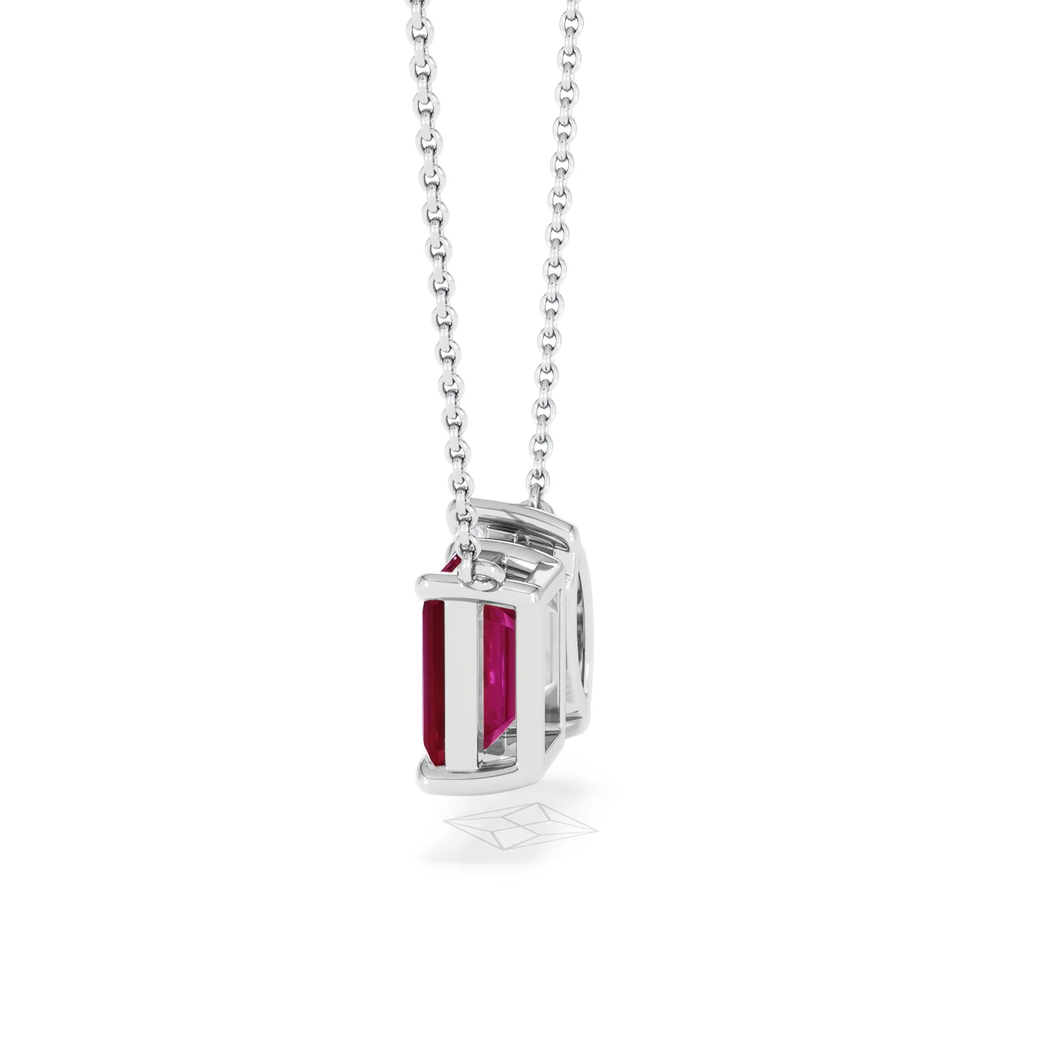 Toi Et Moi 1.50ct Marquise Lab Diamond and 2.50ct Emerald Cut Lab Ruby Necklace in 18K White Gold - Image 66