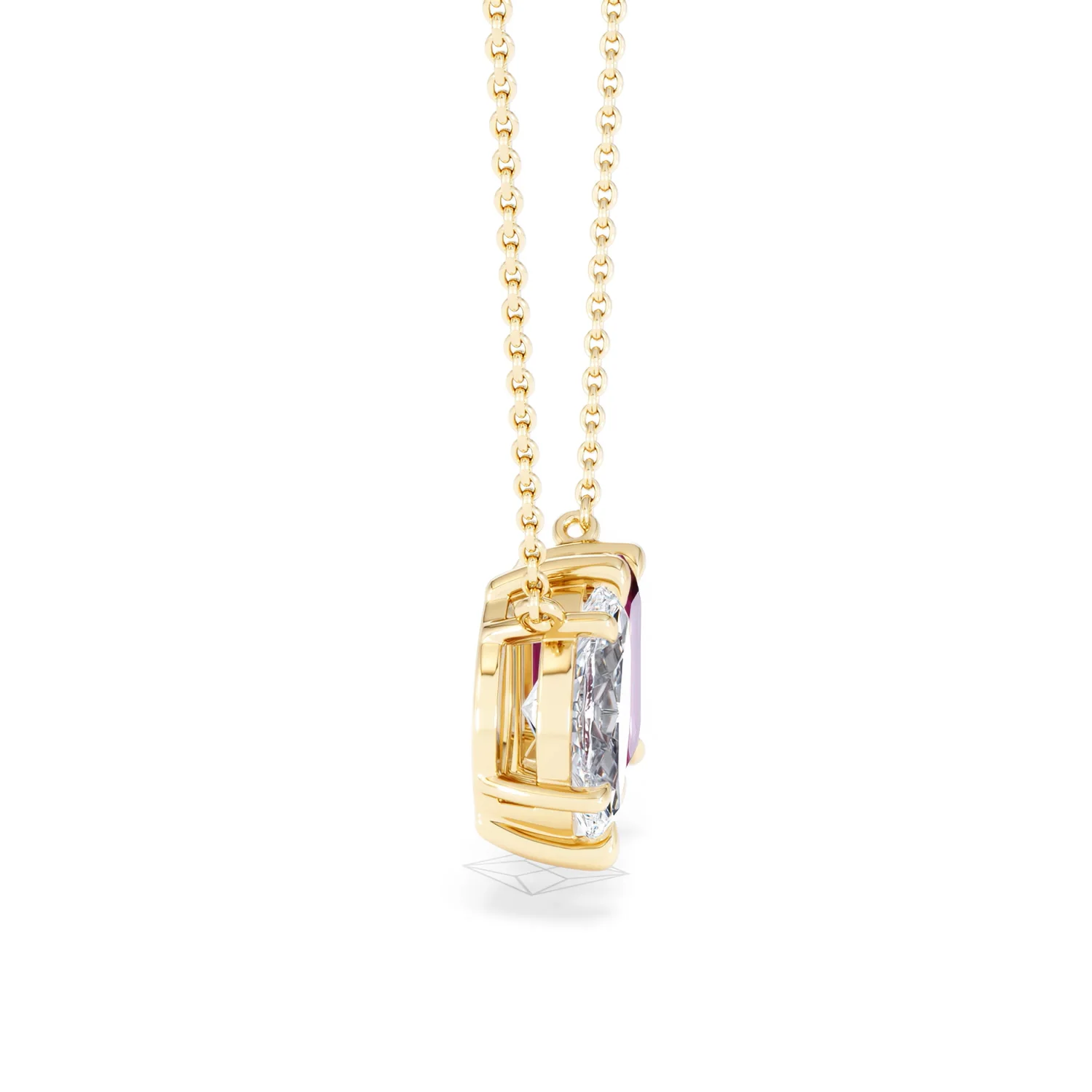 Toi Et Moi 1.50ct Marquise Lab Diamond and 2.50ct Emerald Cut Lab Ruby Necklace in 18K Yellow Gold - Image 27