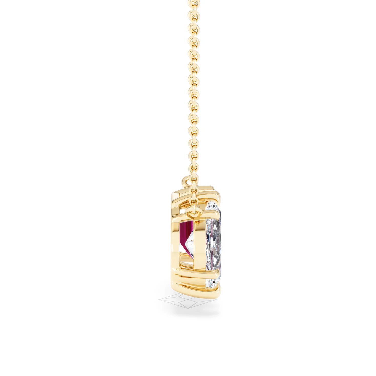 Toi Et Moi 1.50ct Marquise Lab Diamond and 2.50ct Emerald Cut Lab Ruby Necklace in 18K Yellow Gold - Image 29