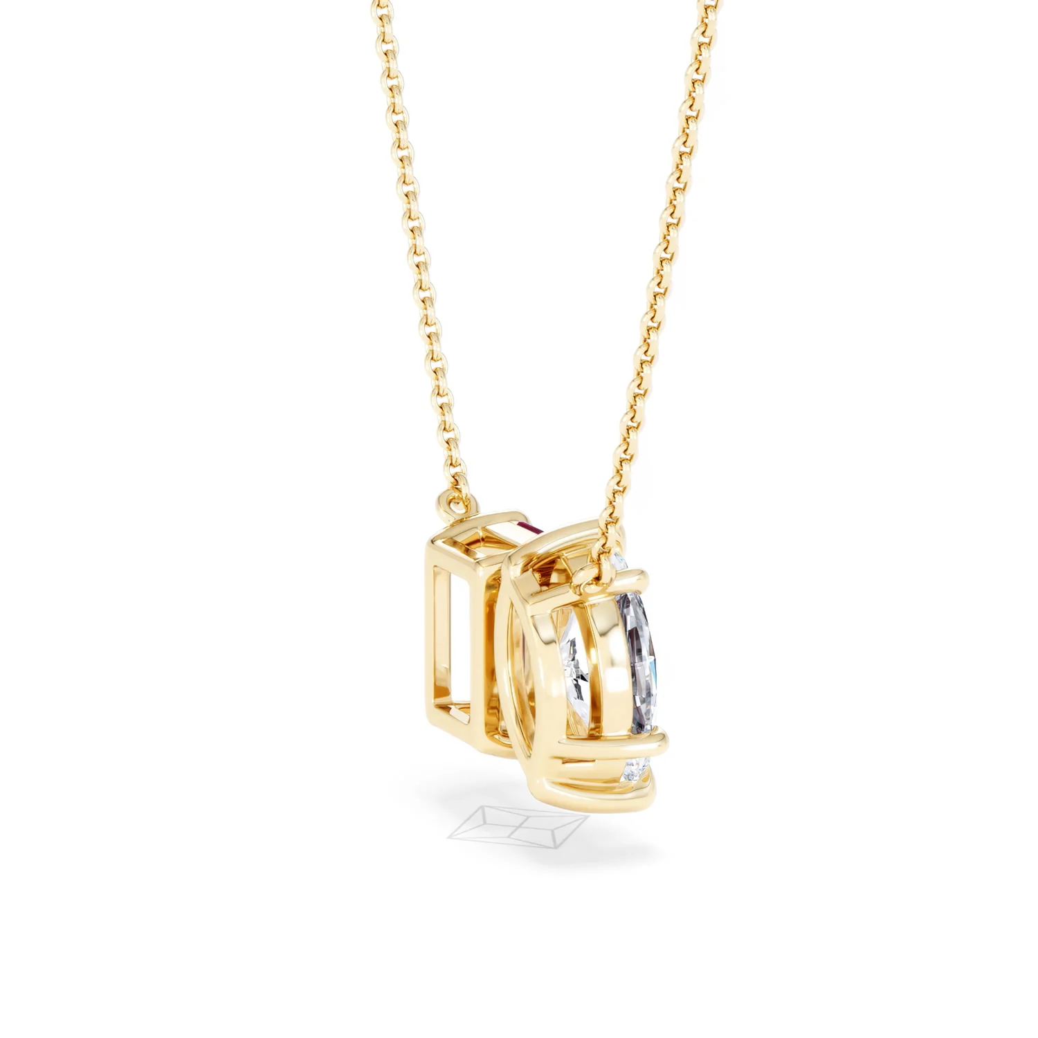 Toi Et Moi 1.50ct Marquise Lab Diamond and 2.50ct Emerald Cut Lab Ruby Necklace in 18K Yellow Gold - Image 35
