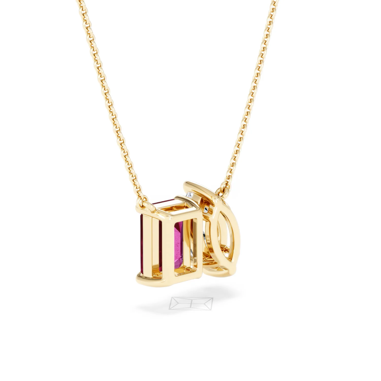 Toi Et Moi 1.50ct Marquise Lab Diamond and 2.50ct Emerald Cut Lab Ruby Necklace in 18K Yellow Gold - Image 58