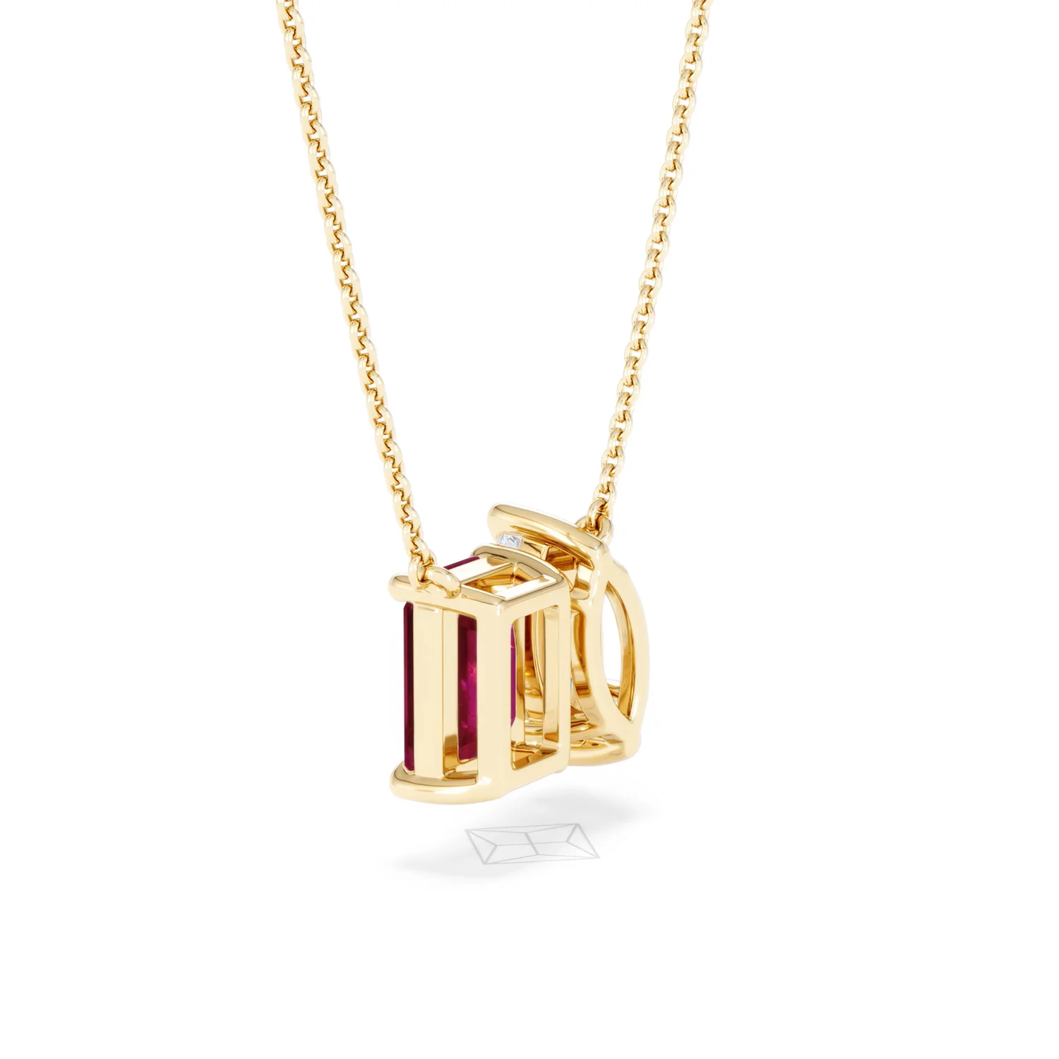 Toi Et Moi 1.50ct Marquise Lab Diamond and 2.50ct Emerald Cut Lab Ruby Necklace in 18K Yellow Gold - Image 61