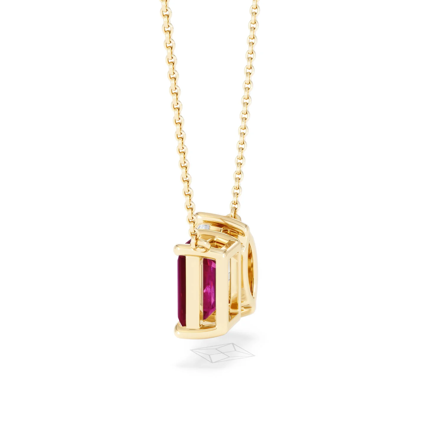 Toi Et Moi 1.50ct Marquise Lab Diamond and 2.50ct Emerald Cut Lab Ruby Necklace in 18K Yellow Gold - Image 65