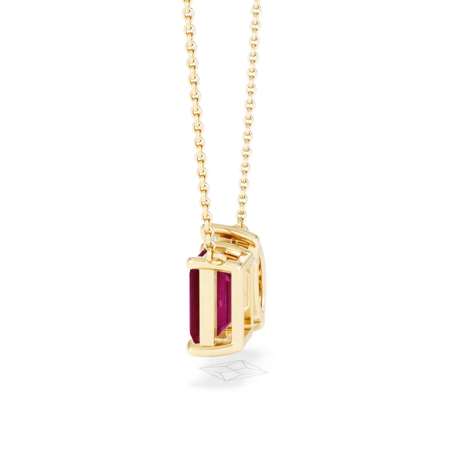 Toi Et Moi 1.50ct Marquise Lab Diamond and 2.50ct Emerald Cut Lab Ruby Necklace in 18K Yellow Gold - Image 66