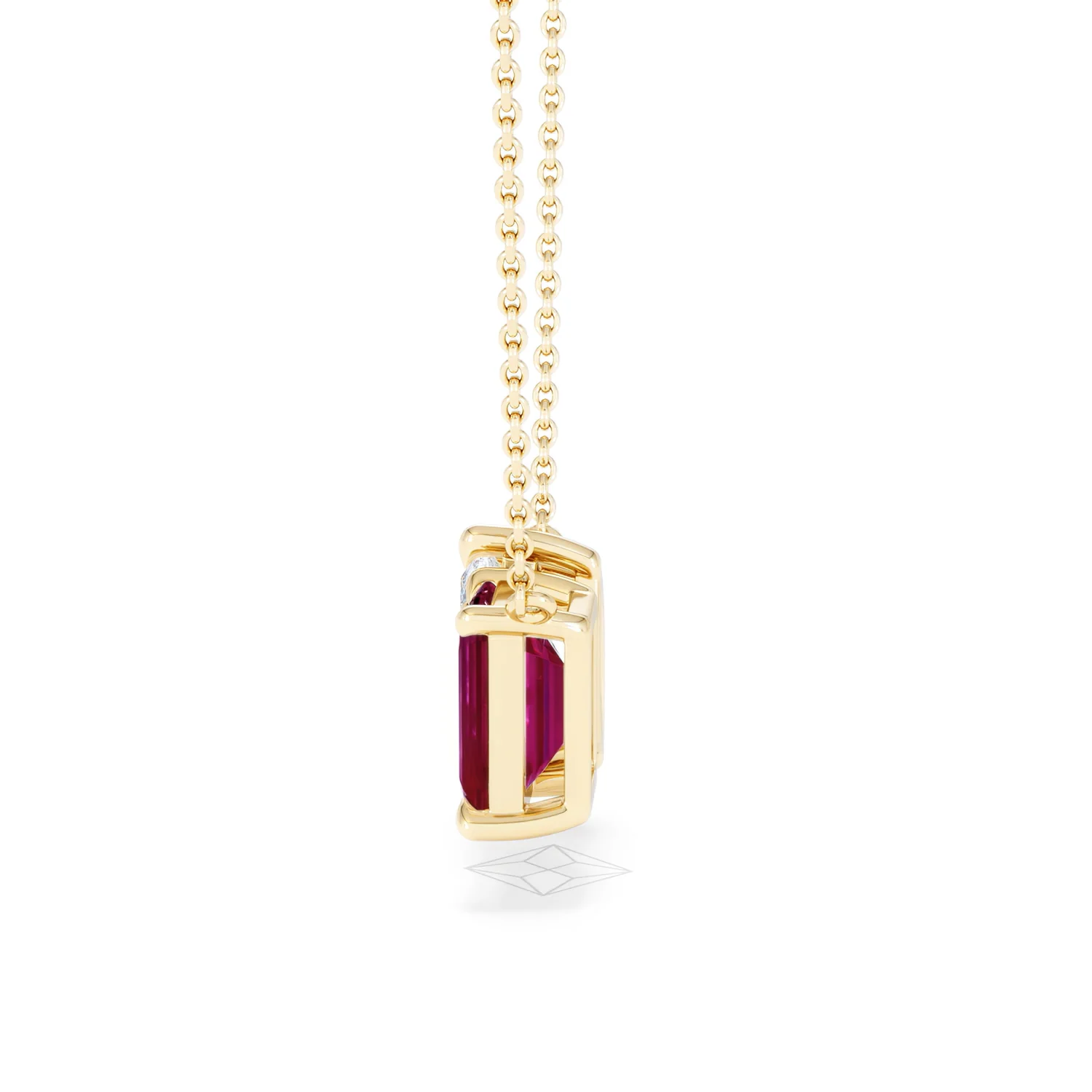 Toi Et Moi 1.50ct Marquise Lab Diamond and 2.50ct Emerald Cut Lab Ruby Necklace in 18K Yellow Gold - Image 68