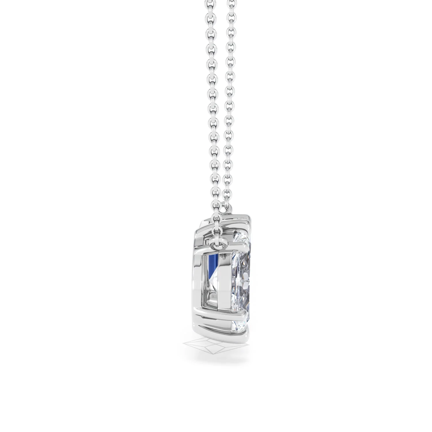 Toi Et Moi 1.50ct Marquise Lab Diamond and 2.50ct Emerald Cut Lab Sapphire Necklace in 18K White Gold - Image 28