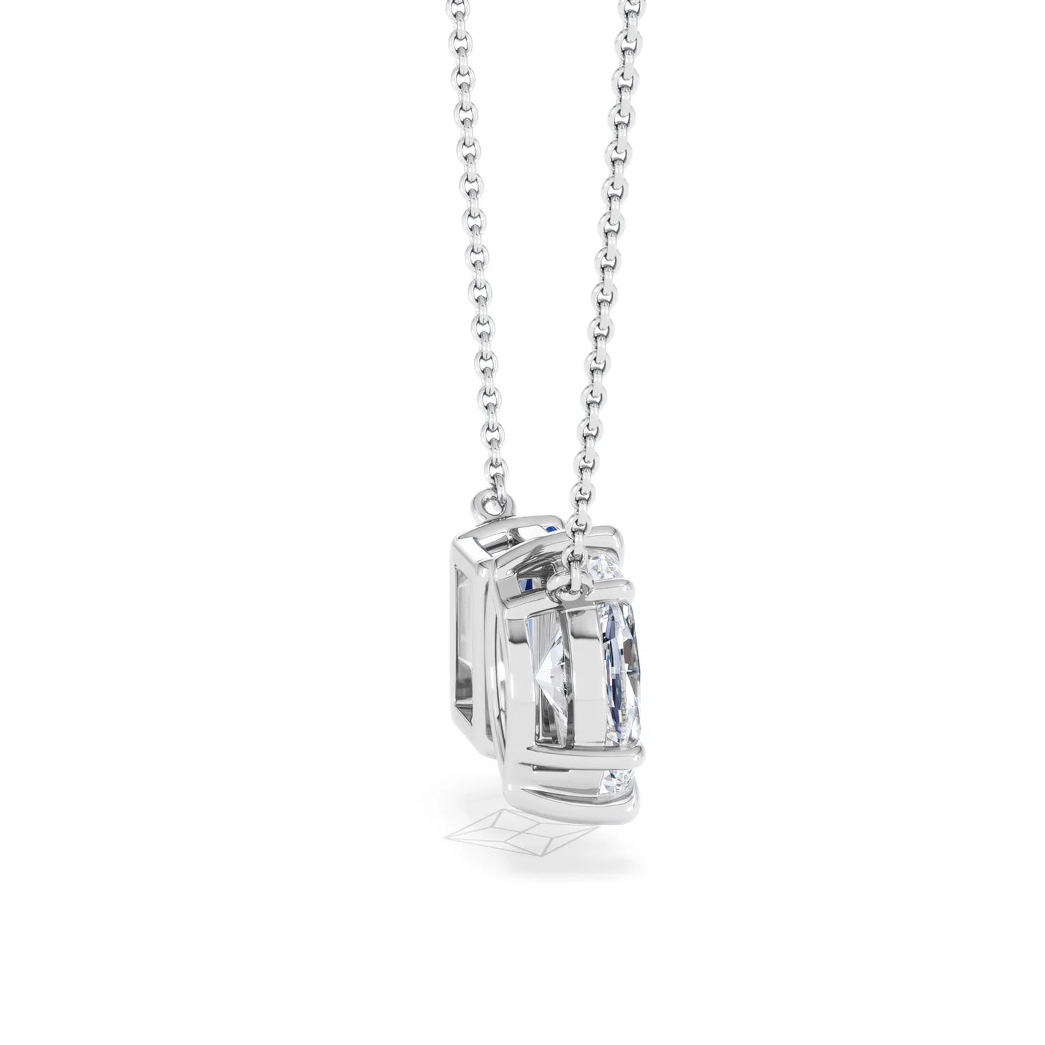 Toi Et Moi 1.50ct Marquise Lab Diamond and 2.50ct Emerald Cut Lab Sapphire Necklace in 18K White Gold - Image 32