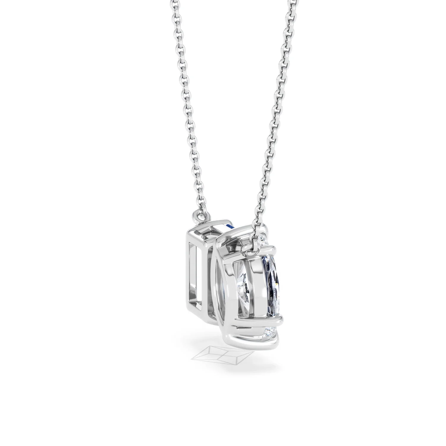 Toi Et Moi 1.50ct Marquise Lab Diamond and 2.50ct Emerald Cut Lab Sapphire Necklace in 18K White Gold - Image 34