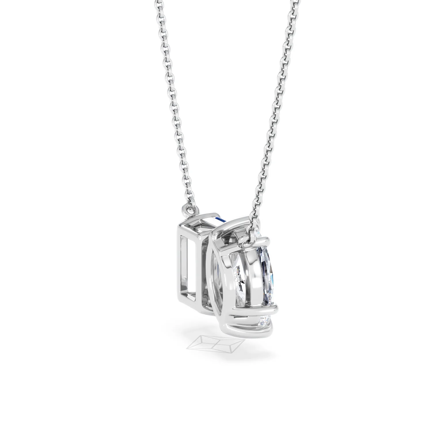 Toi Et Moi 1.50ct Marquise Lab Diamond and 2.50ct Emerald Cut Lab Sapphire Necklace in 18K White Gold - Image 35