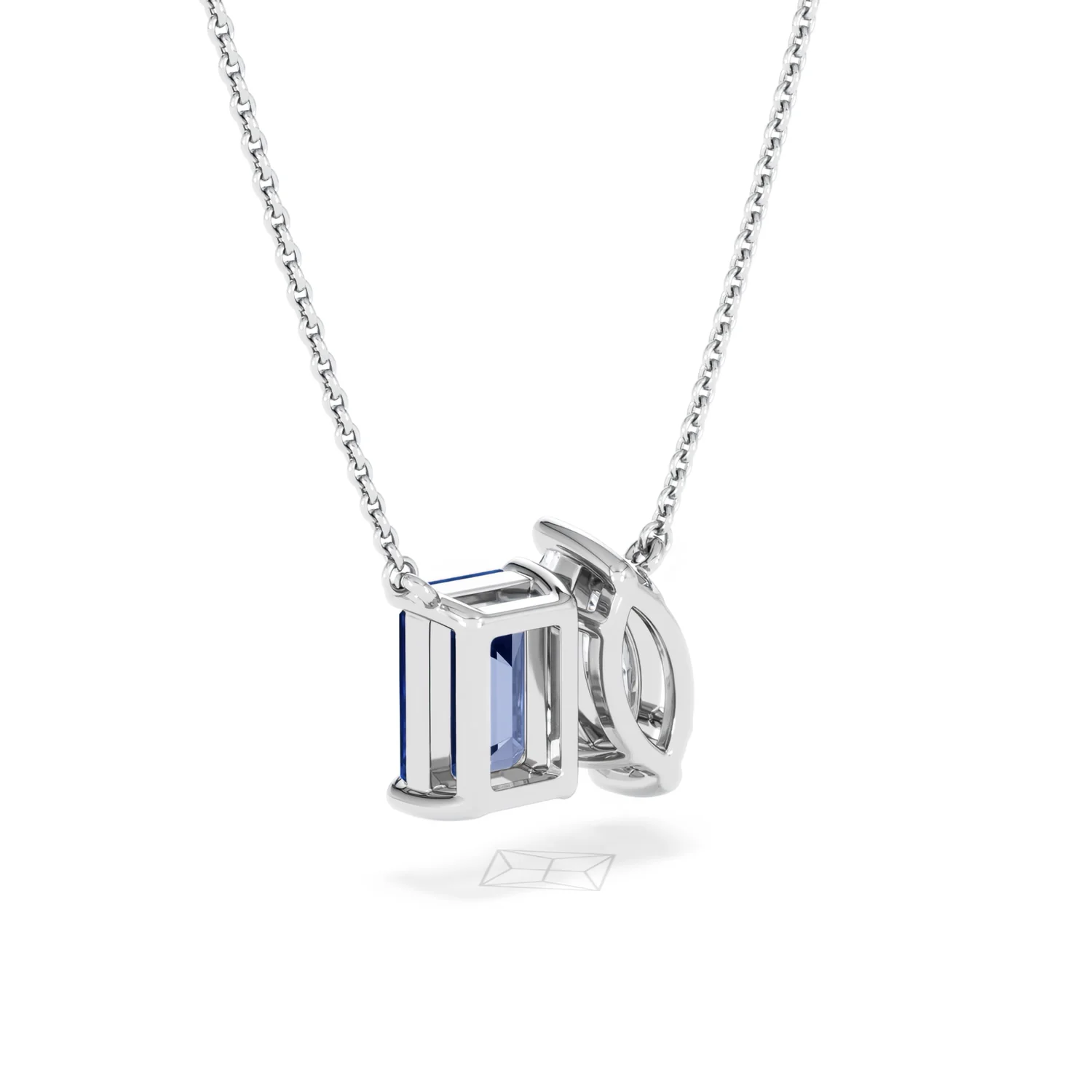 Toi Et Moi 1.50ct Marquise Lab Diamond and 2.50ct Emerald Cut Lab Sapphire Necklace in 18K White Gold - Image 57