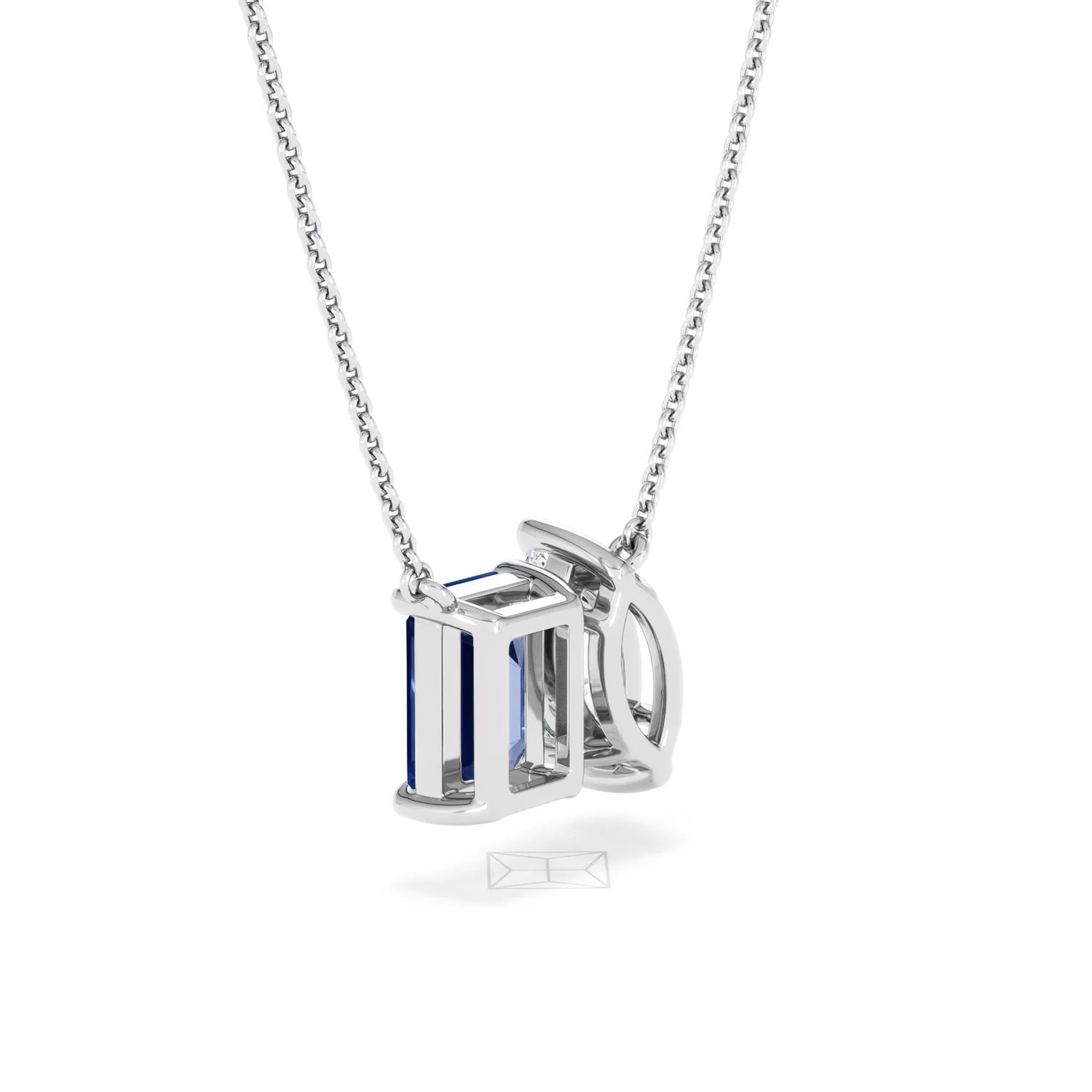 Toi Et Moi 1.50ct Marquise Lab Diamond and 2.50ct Emerald Cut Lab Sapphire Necklace in 18K White Gold - Image 59