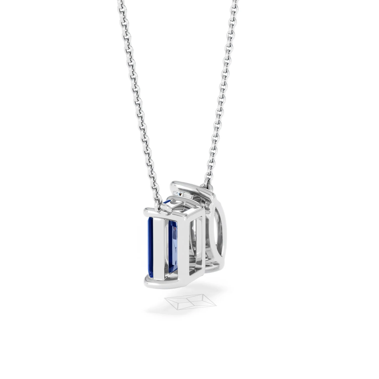 Toi Et Moi 1.50ct Marquise Lab Diamond and 2.50ct Emerald Cut Lab Sapphire Necklace in 18K White Gold - Image 63