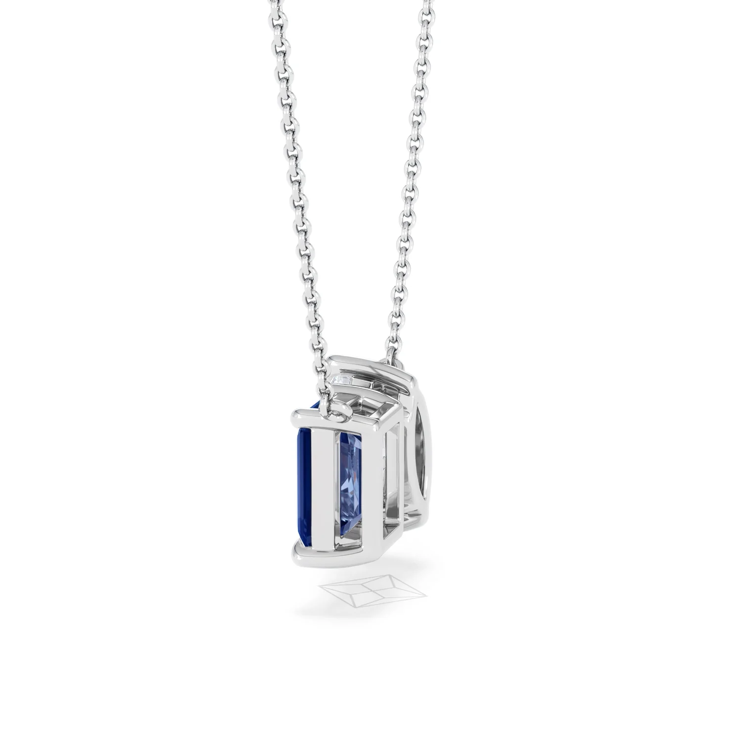Toi Et Moi 1.50ct Marquise Lab Diamond and 2.50ct Emerald Cut Lab Sapphire Necklace in 18K White Gold - Image 65