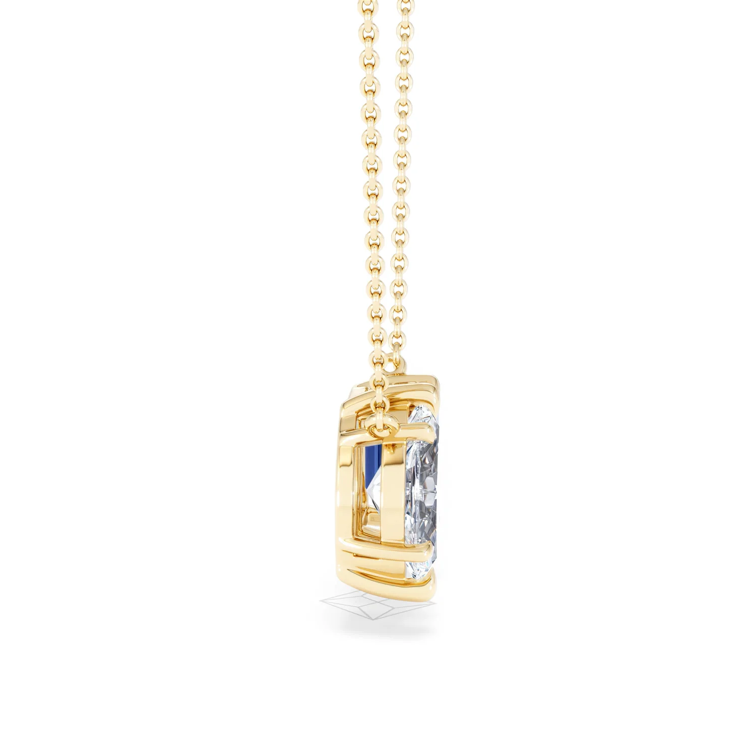 Toi Et Moi 1.50ct Marquise Lab Diamond and 2.50ct Emerald Cut Lab Sapphire Necklace in 18K Yellow Gold - Image 28