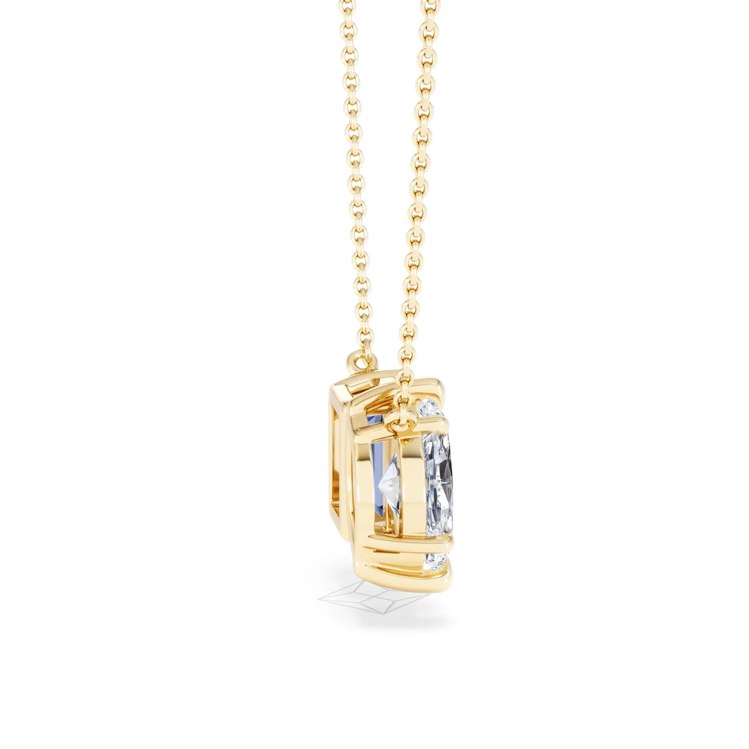 Toi Et Moi 1.50ct Marquise Lab Diamond and 2.50ct Emerald Cut Lab Sapphire Necklace in 18K Yellow Gold - Image 31