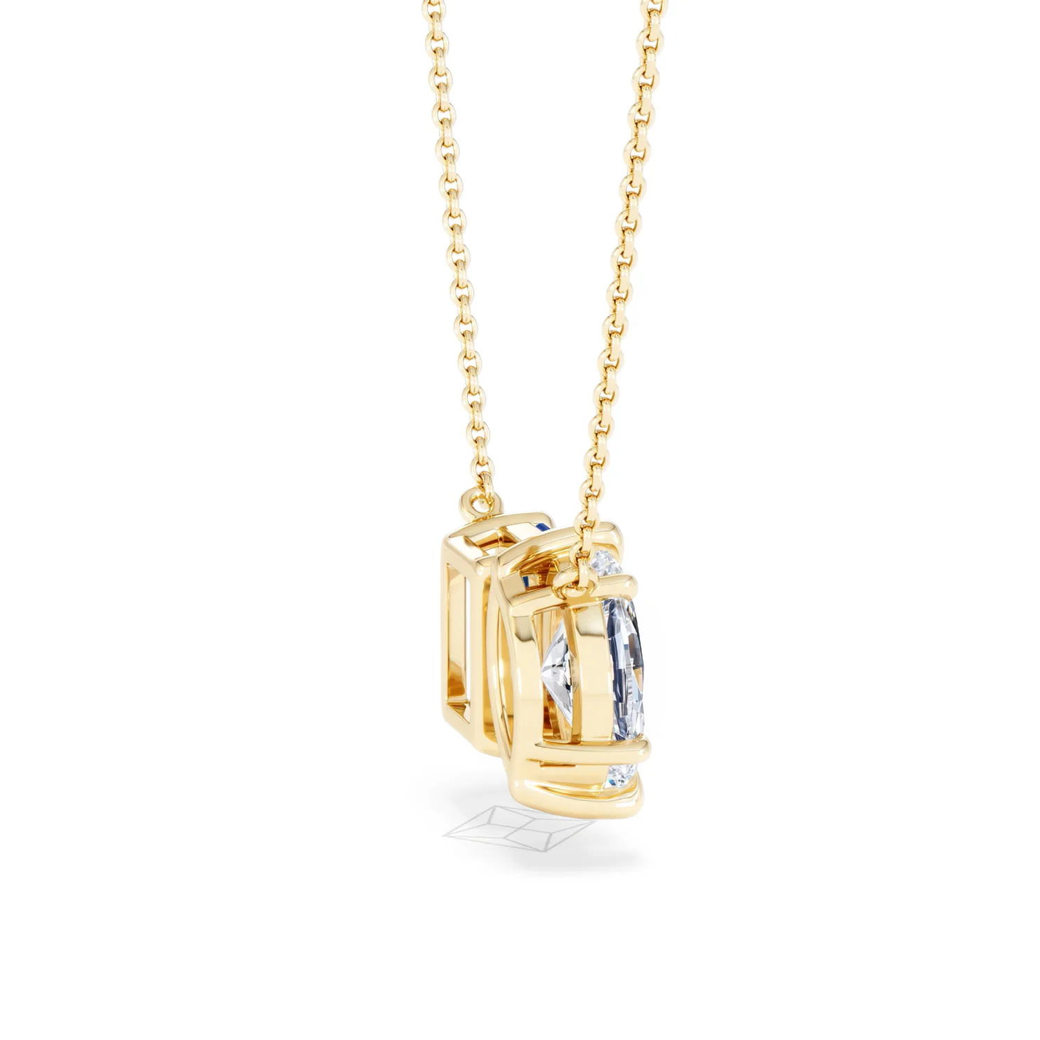 Toi Et Moi 1.50ct Marquise Lab Diamond and 2.50ct Emerald Cut Lab Sapphire Necklace in 18K Yellow Gold - Image 33