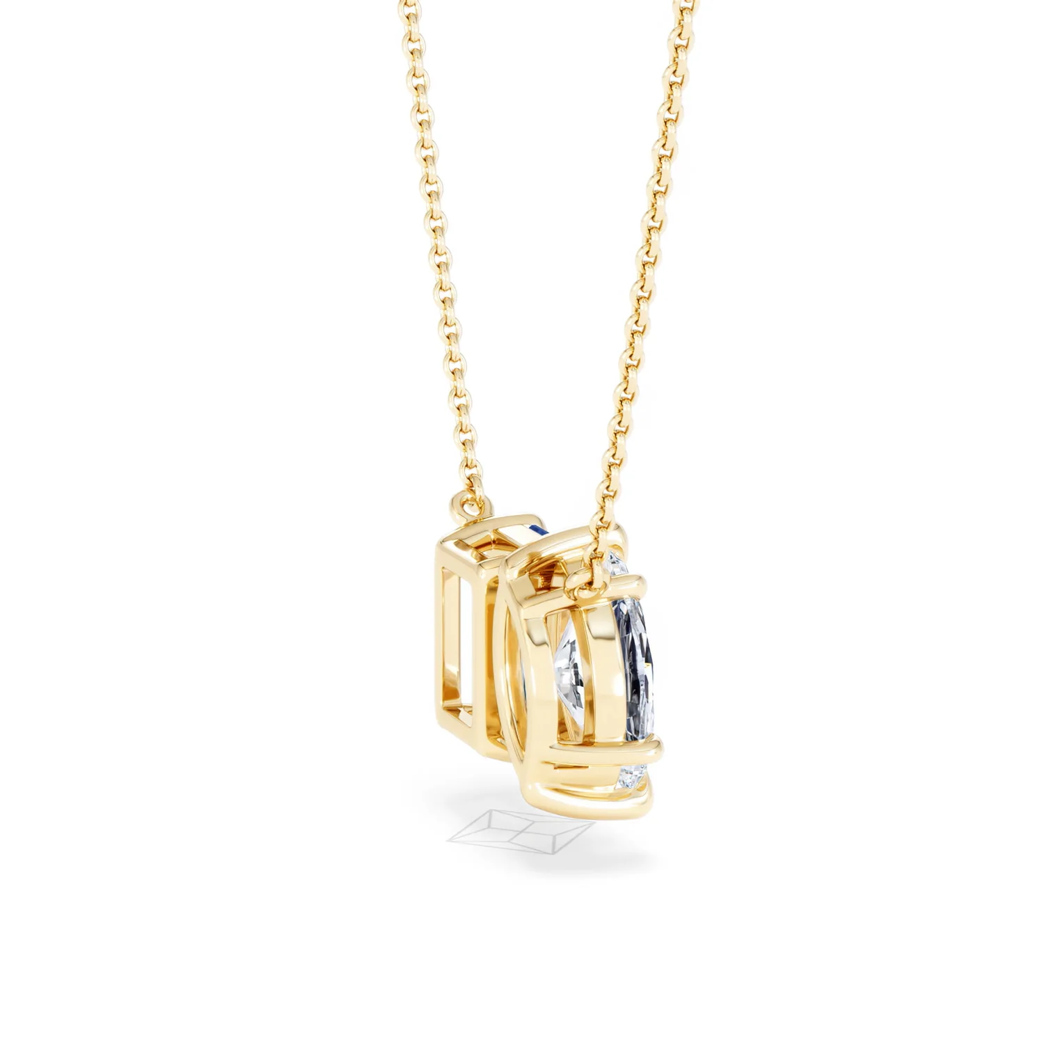 Toi Et Moi 1.50ct Marquise Lab Diamond and 2.50ct Emerald Cut Lab Sapphire Necklace in 18K Yellow Gold - Image 34