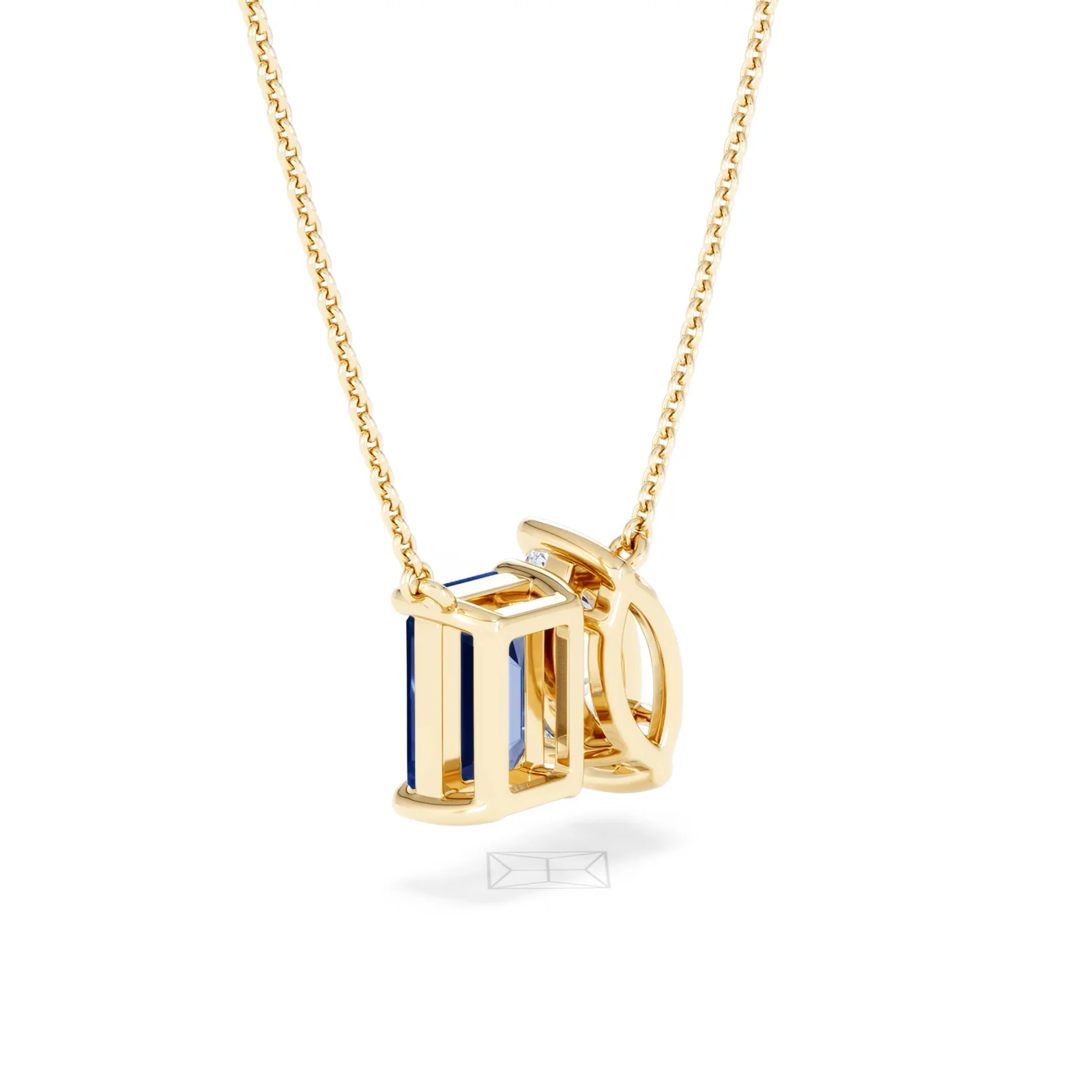 Toi Et Moi 1.50ct Marquise Lab Diamond and 2.50ct Emerald Cut Lab Sapphire Necklace in 18K Yellow Gold - Image 59