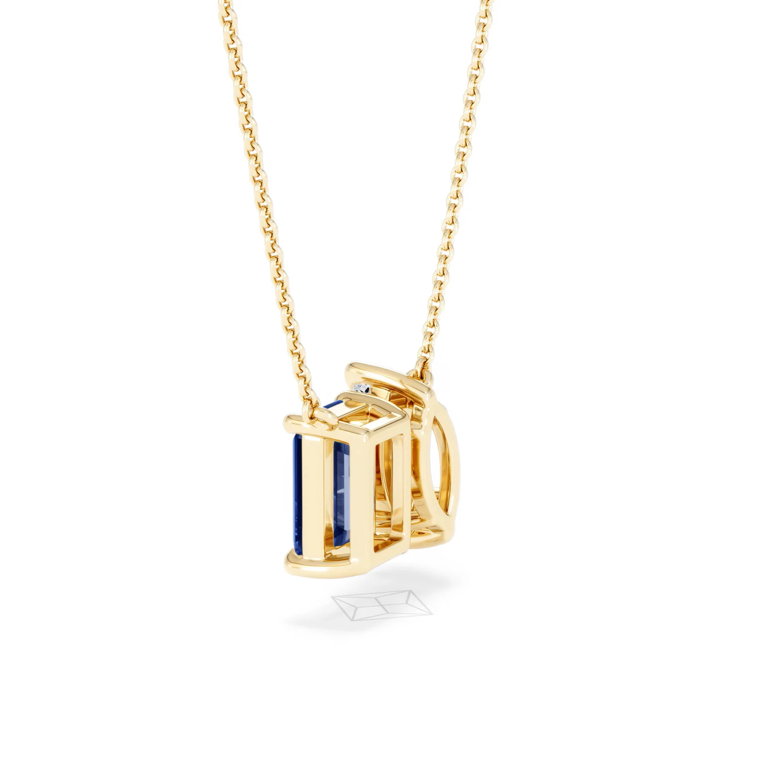 Toi Et Moi 1.50ct Marquise Lab Diamond and 2.50ct Emerald Cut Lab Sapphire Necklace in 18K Yellow Gold - Image 62