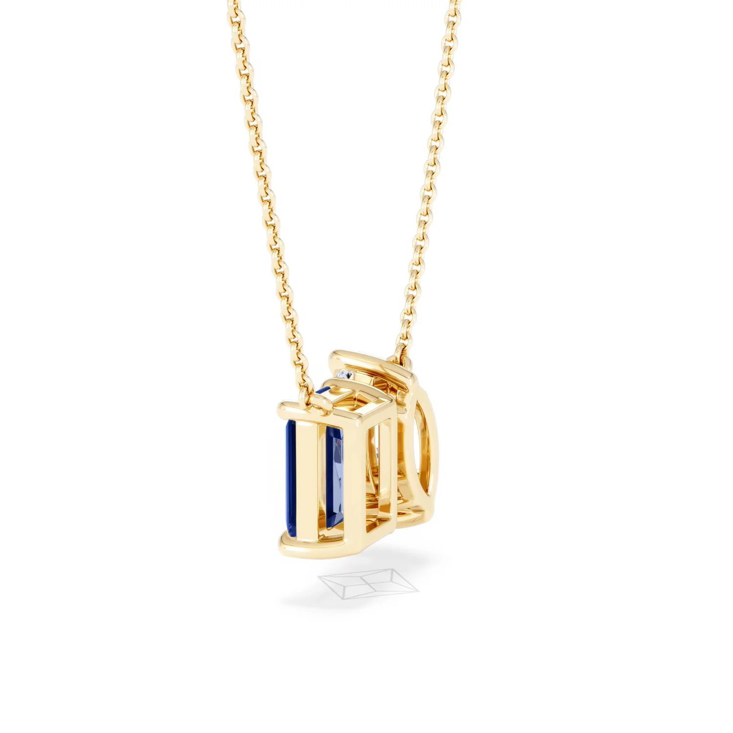 Toi Et Moi 1.50ct Marquise Lab Diamond and 2.50ct Emerald Cut Lab Sapphire Necklace in 18K Yellow Gold - Image 63