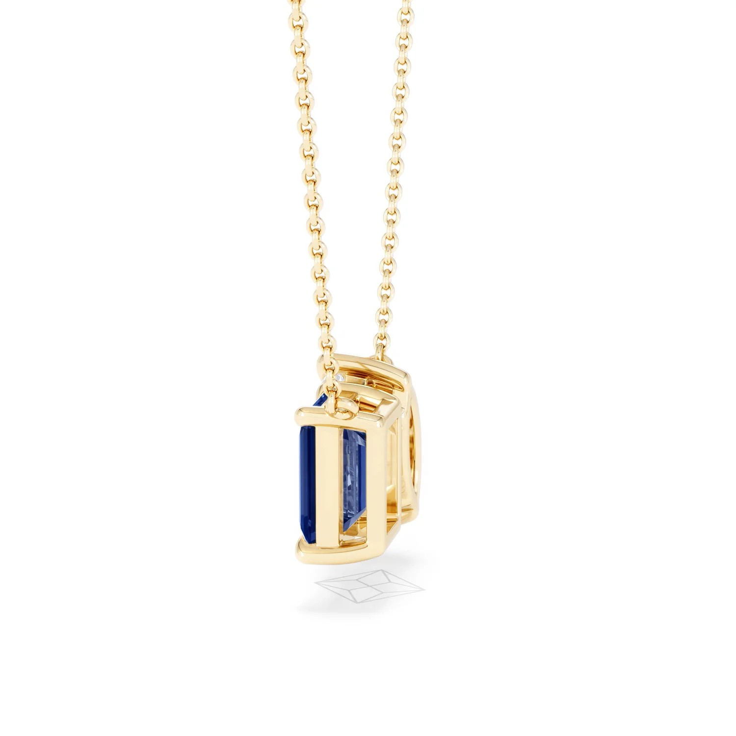 Toi Et Moi 1.50ct Marquise Lab Diamond and 2.50ct Emerald Cut Lab Sapphire Necklace in 18K Yellow Gold - Image 66