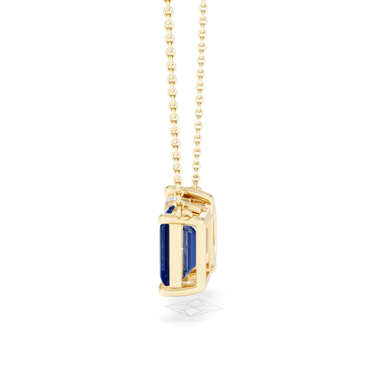 Toi Et Moi 1.50ct Marquise Lab Diamond and 2.50ct Emerald Cut Lab Sapphire Necklace in 18K Yellow Gold - Image 67