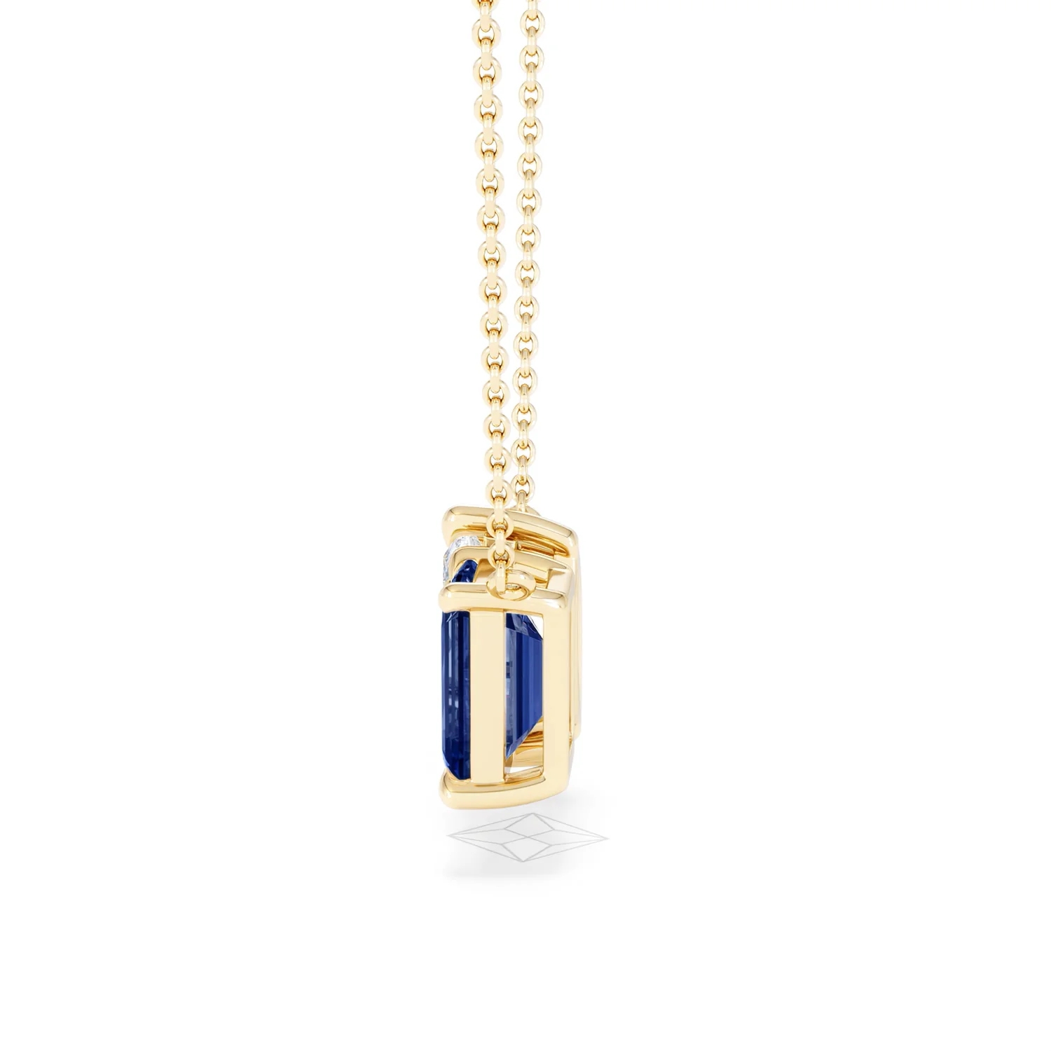 Toi Et Moi 1.50ct Marquise Lab Diamond and 2.50ct Emerald Cut Lab Sapphire Necklace in 18K Yellow Gold - Image 68