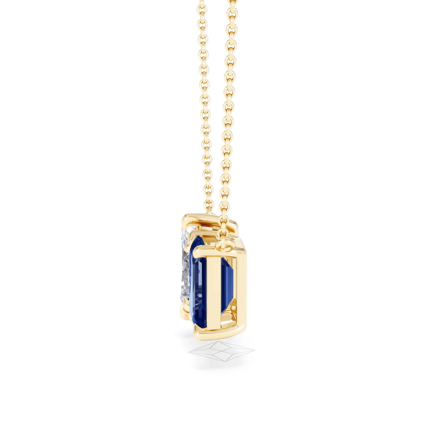 Toi Et Moi 1.50ct Marquise Lab Diamond and 2.50ct Emerald Cut Lab Sapphire Necklace in 18K Yellow Gold - Image 70