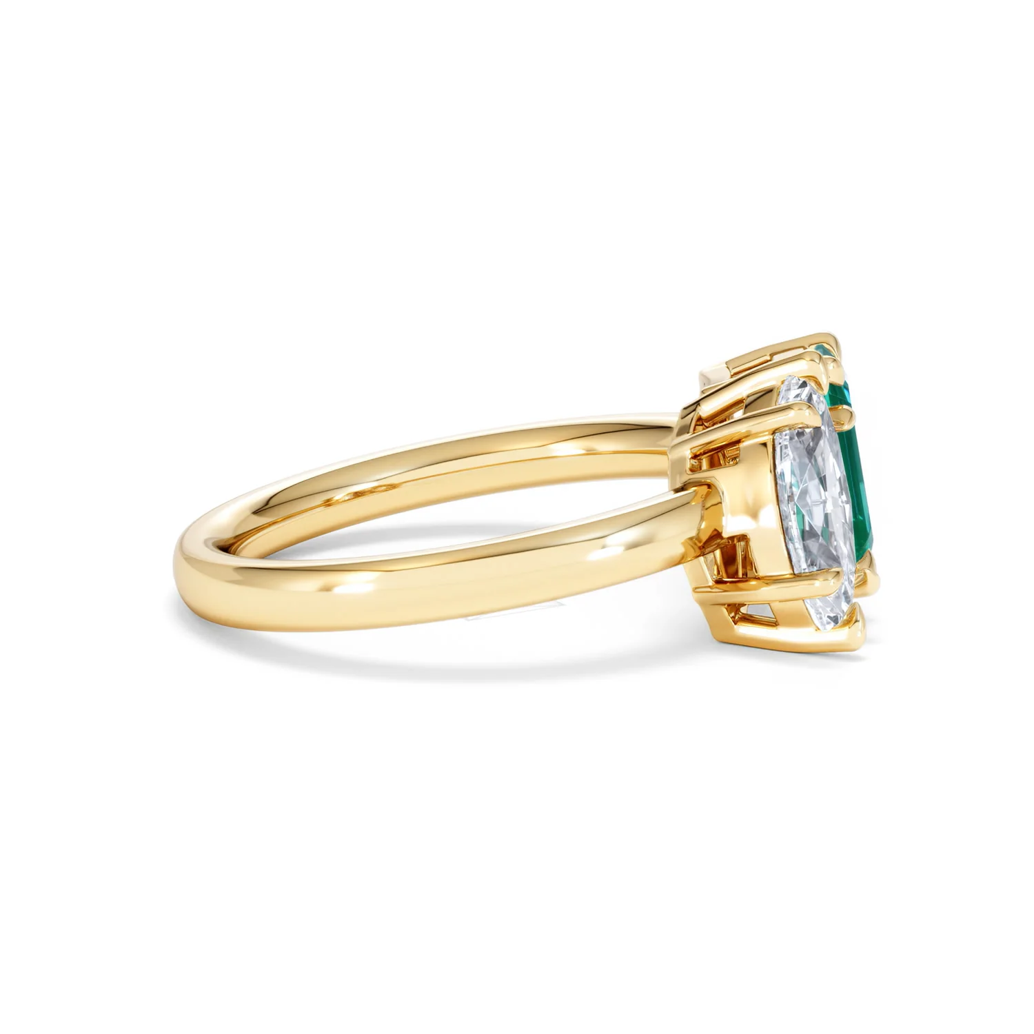 Toi Et Moi 1.50ct Marquise Lab Diamond and 3.30ct Emerald Cut Lab Emerald Engagement Ring in 18K Yellow Gold - Image 26