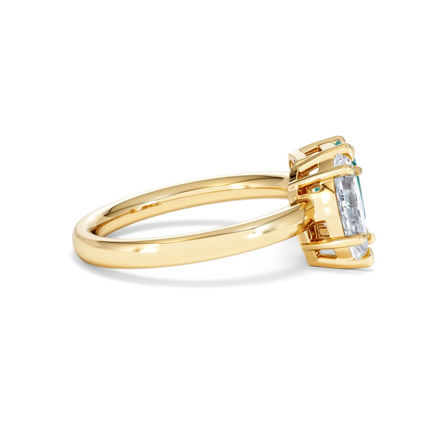 Toi Et Moi 1.50ct Marquise Lab Diamond and 3.30ct Emerald Cut Lab Emerald Engagement Ring in 18K Yellow Gold - Image 28