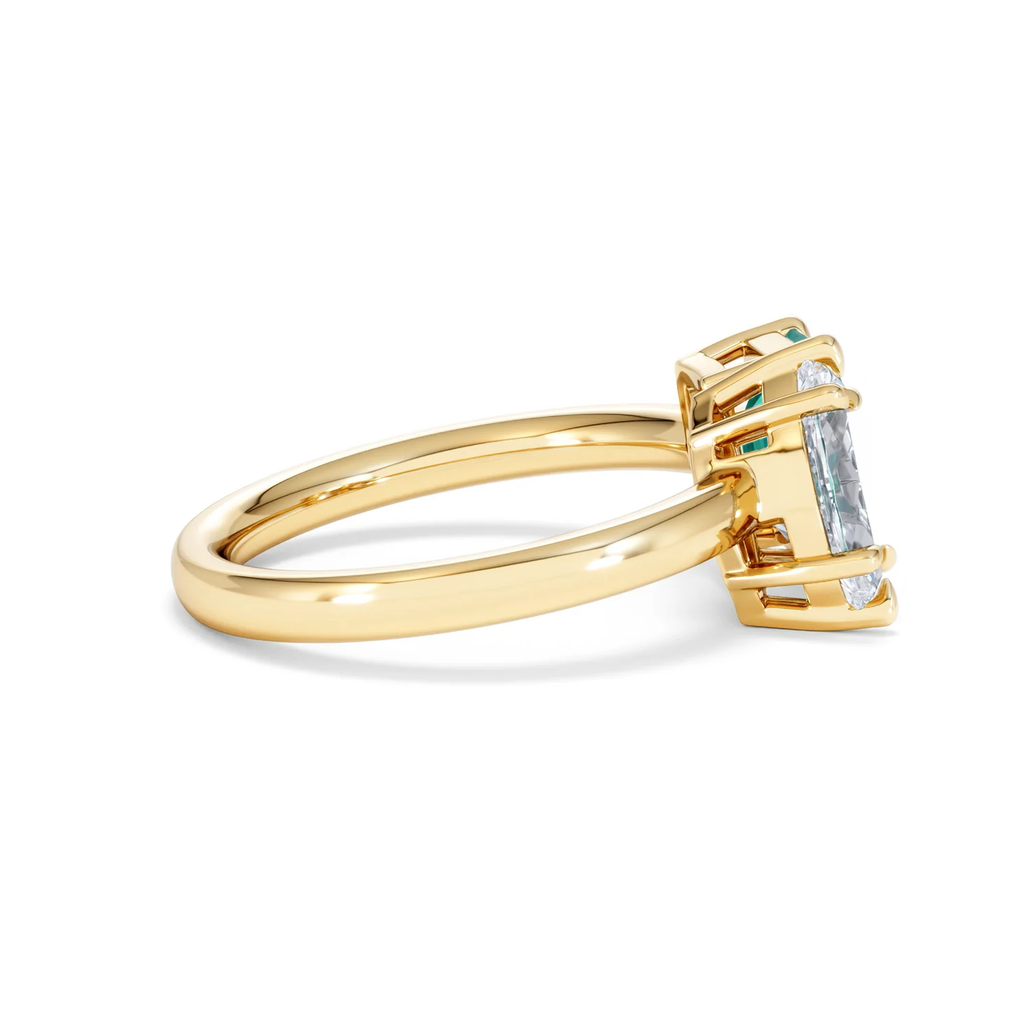 Toi Et Moi 1.50ct Marquise Lab Diamond and 3.30ct Emerald Cut Lab Emerald Engagement Ring in 18K Yellow Gold - Image 29