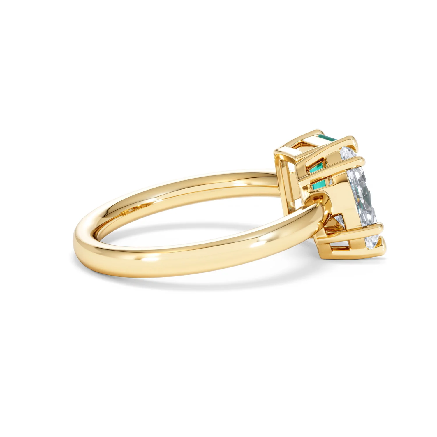 Toi Et Moi 1.50ct Marquise Lab Diamond and 3.30ct Emerald Cut Lab Emerald Engagement Ring in 18K Yellow Gold - Image 32